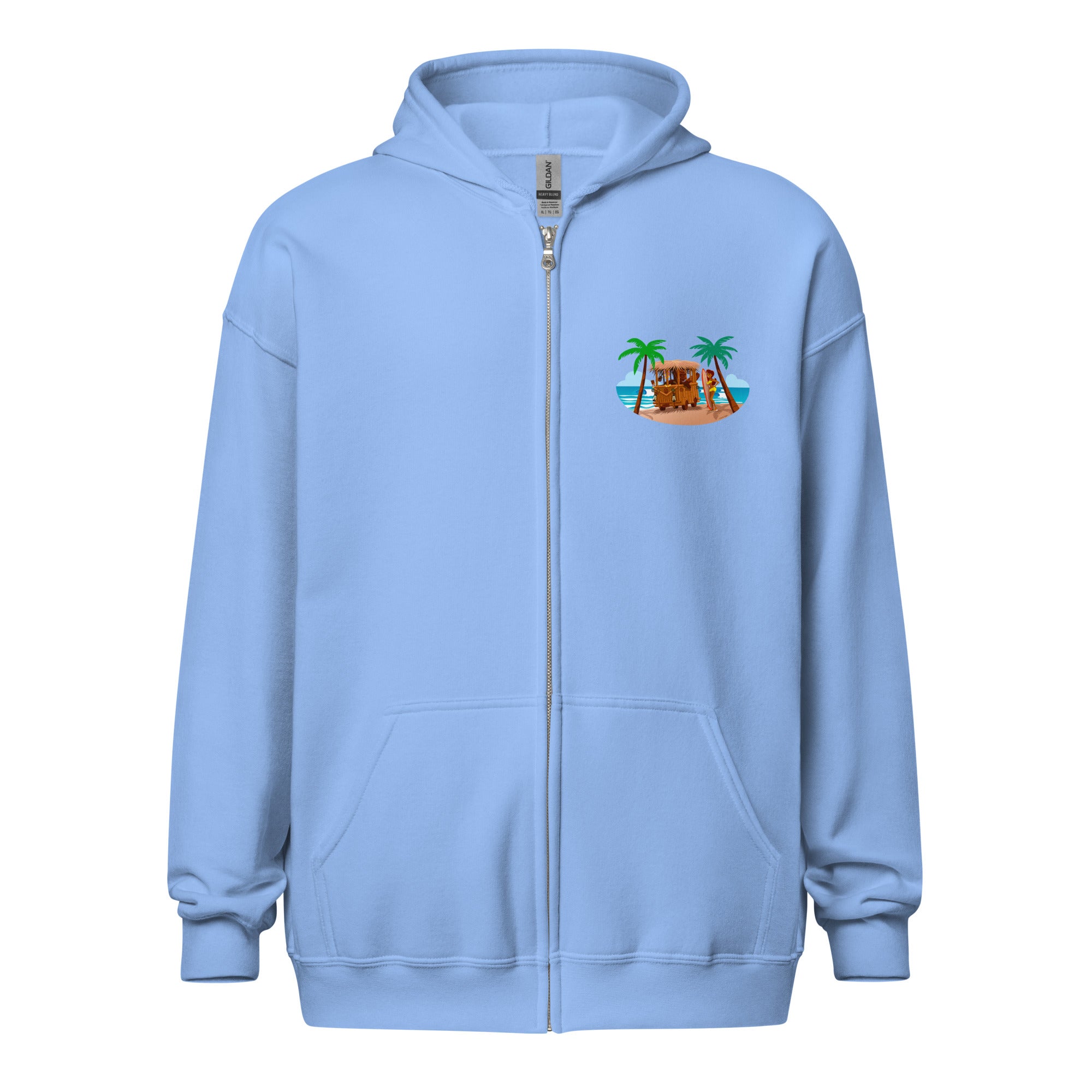Unisex heavy blend zip hoodie Tiki Kombi (front & back)