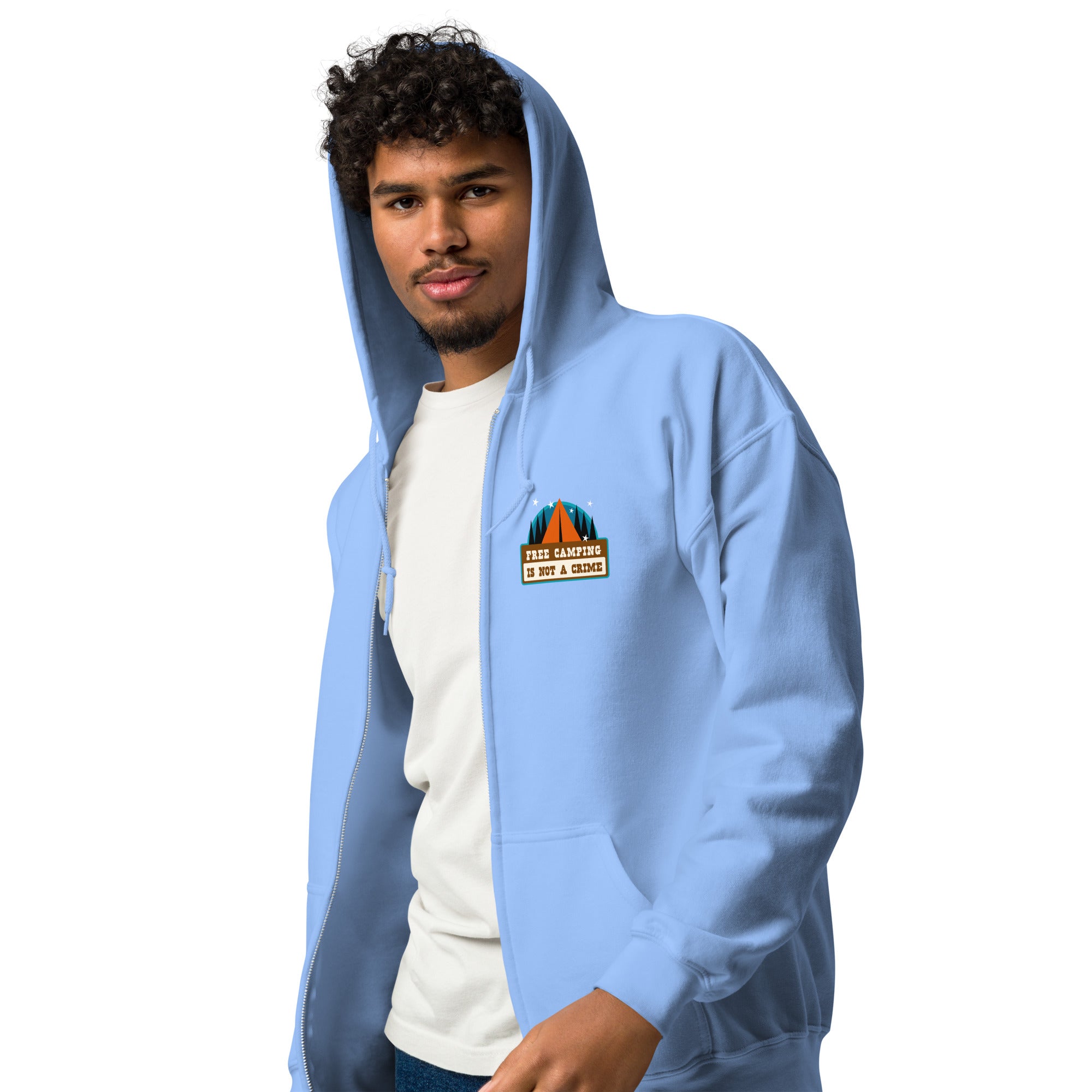 Unisex heavy blend zip hoodie Free camping is not a crime graphic
