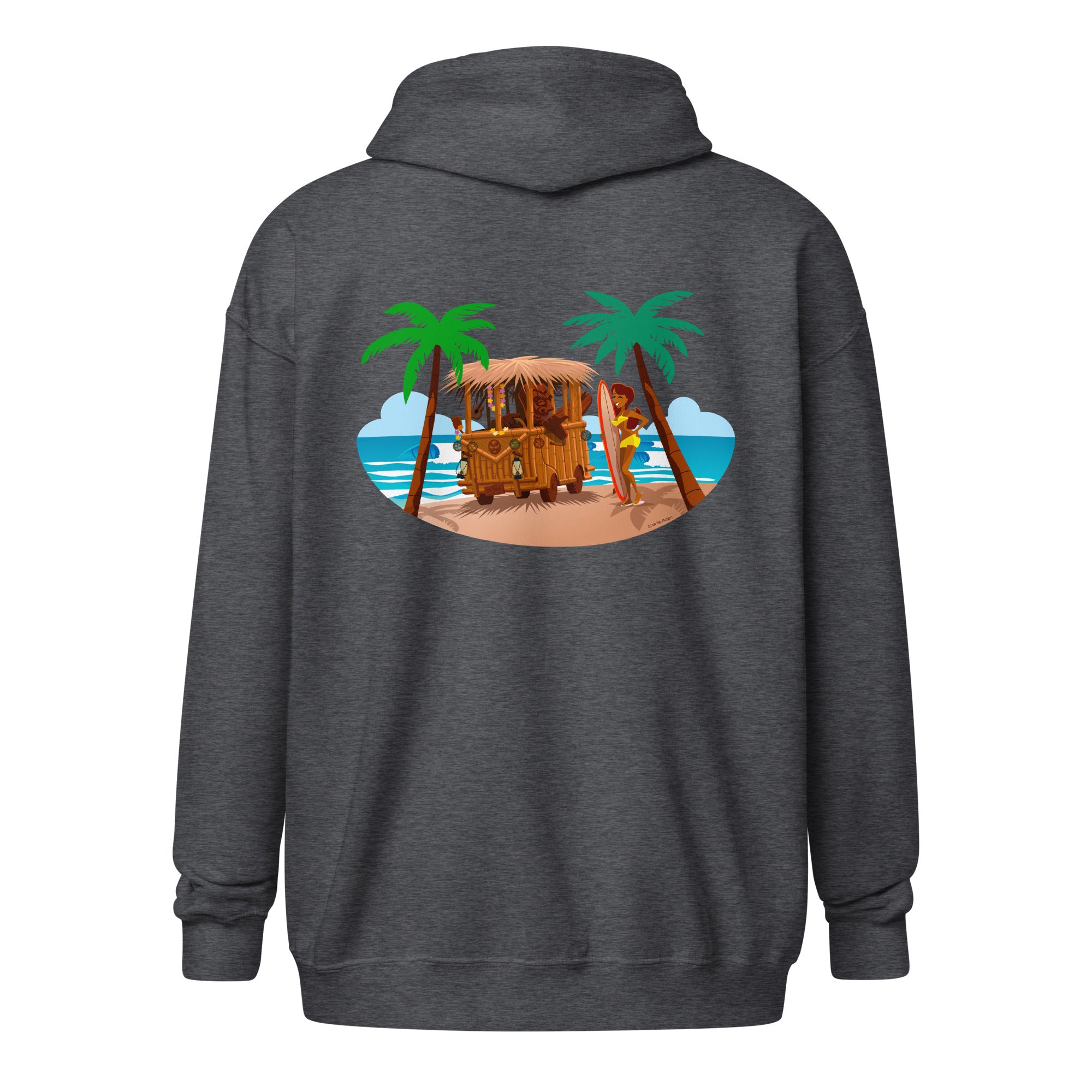 Unisex heavy blend zip hoodie Tiki Kombi (front & back)