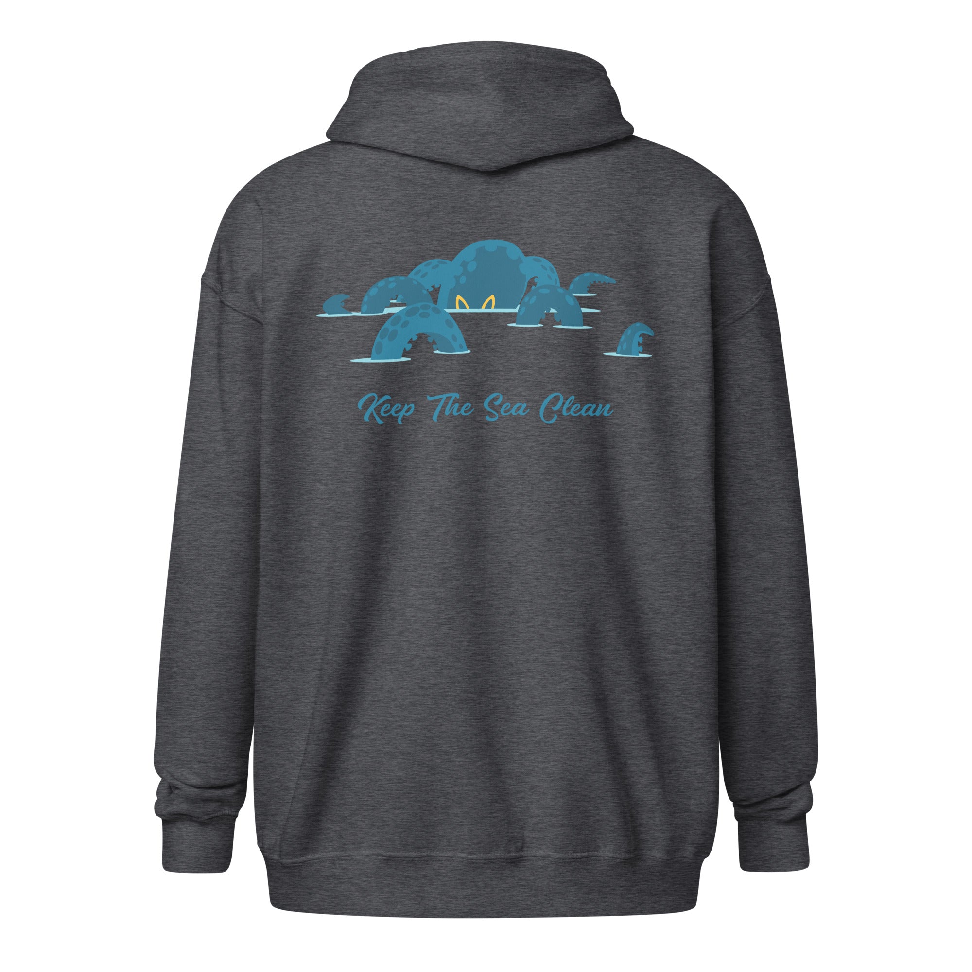 Sweat à capuche épais unisexe à fermeture éclair Octopus Blue (face & dos)