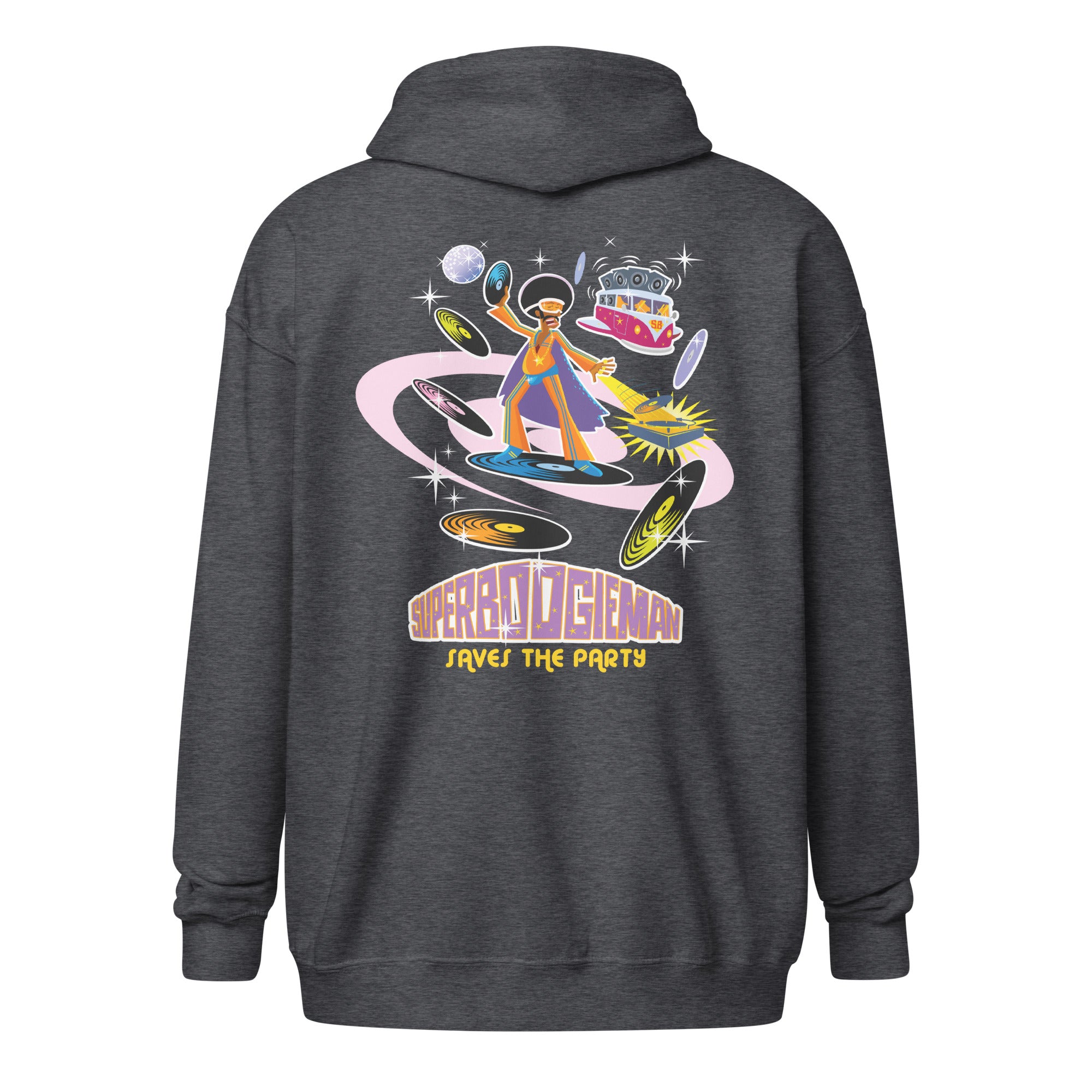Sweat à capuche épais unisexe à fermeture éclair Superboogieman Saves the Party