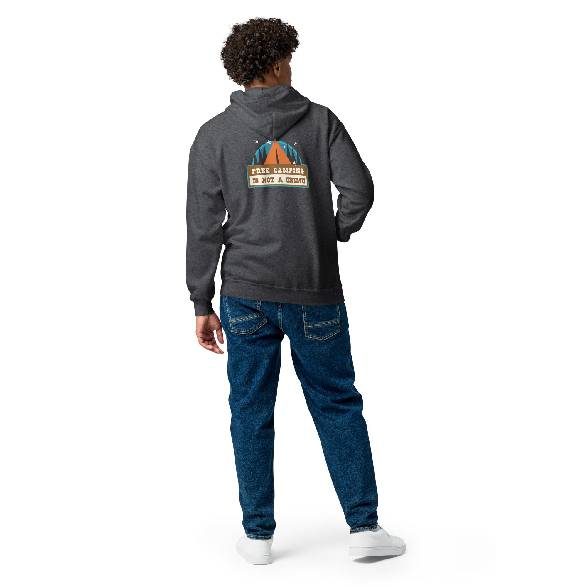 Unisex heavy blend zip hoodie Free camping is not a crime graphic