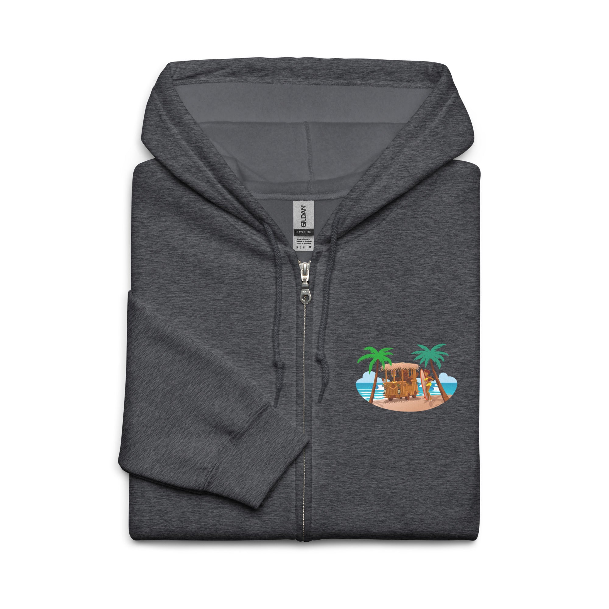 Unisex heavy blend zip hoodie Tiki Kombi (front & back)