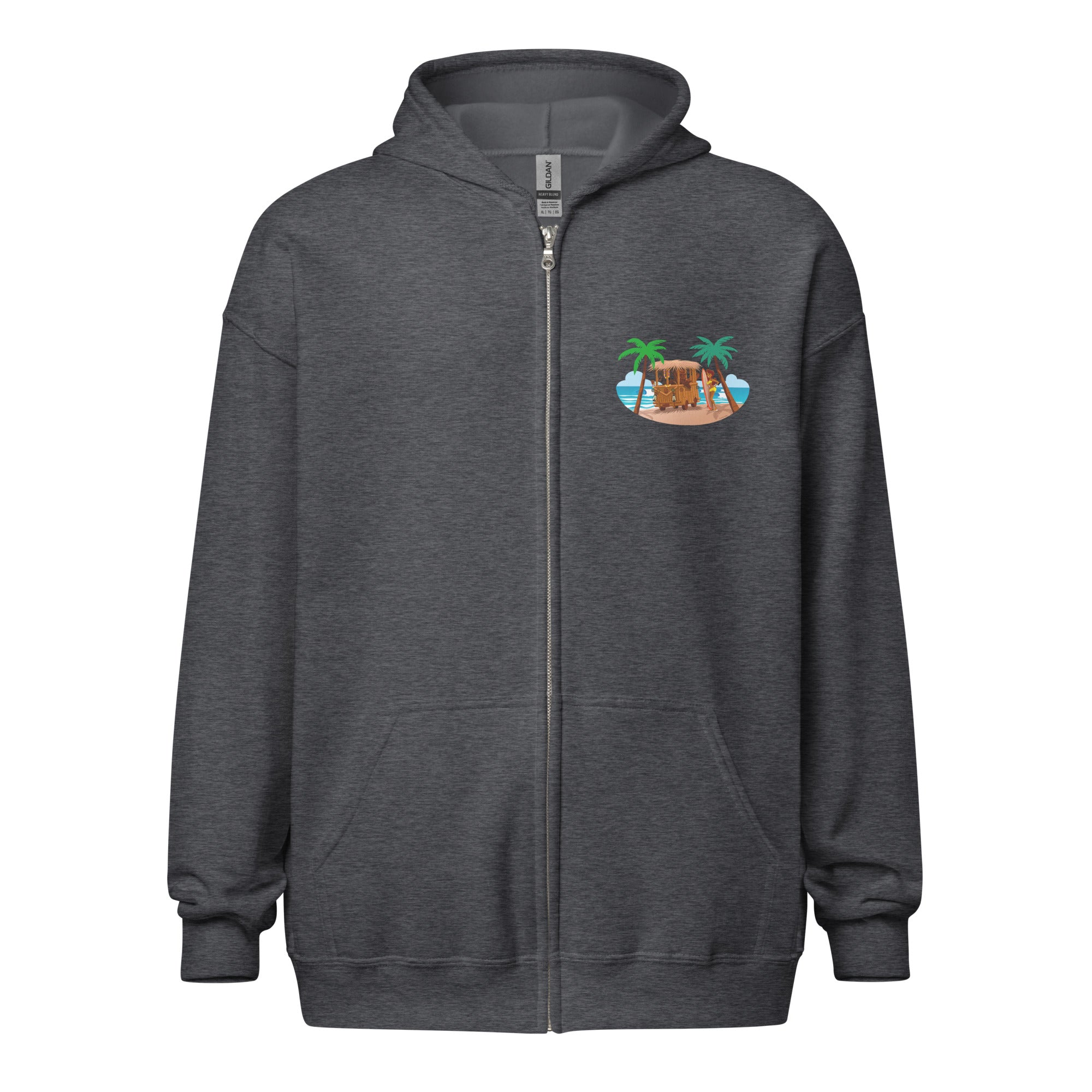 Unisex heavy blend zip hoodie Tiki Kombi (front & back)