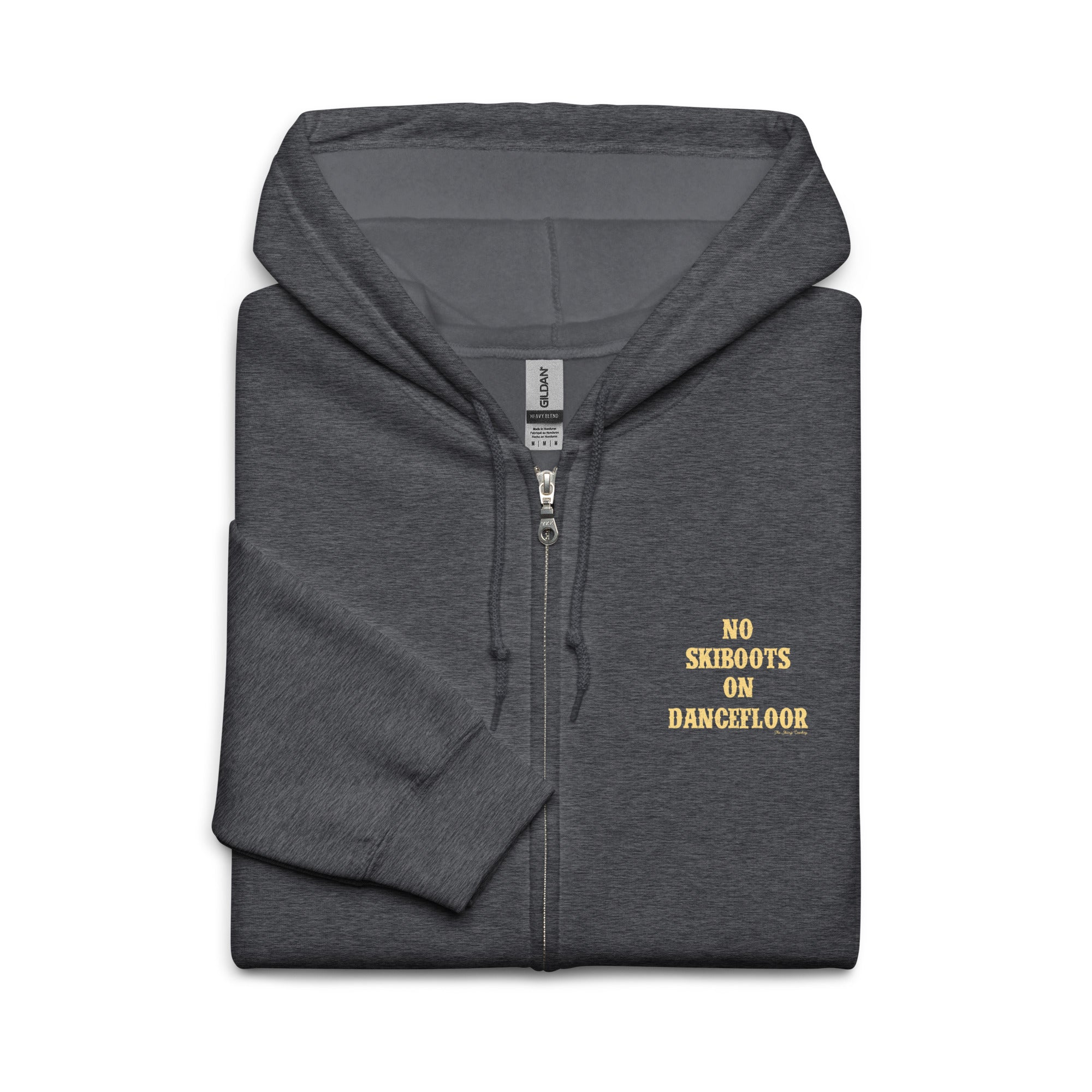 Sweat à capuche épais unisexe à fermeture éclair No Skiboots on Dancefloor texte clair