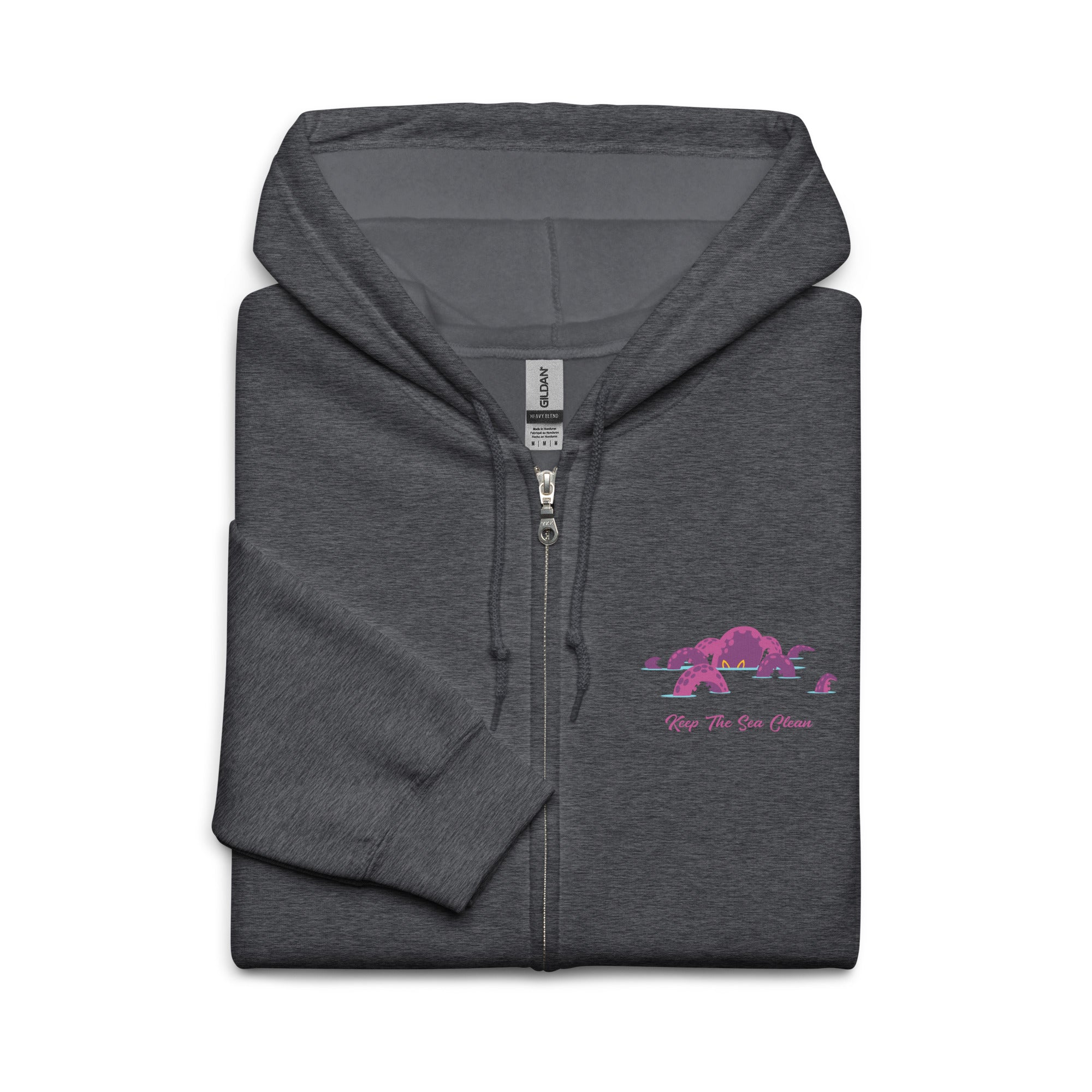 Sweat à capuche épais unisexe à fermeture éclair Octopus Purple (face & dos)