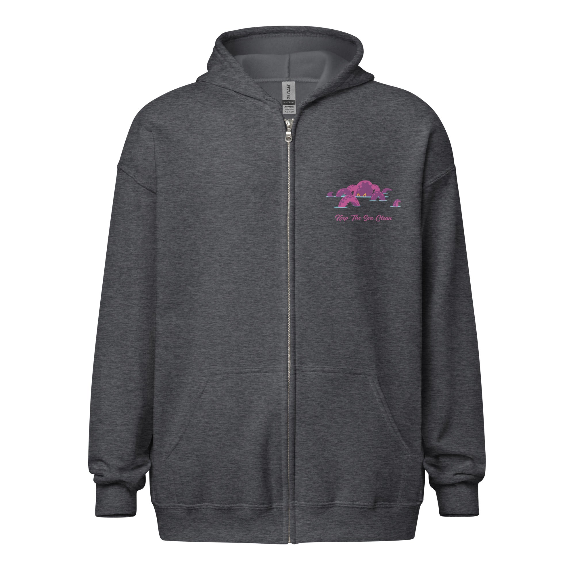 Sweat à capuche épais unisexe à fermeture éclair Octopus Purple (face & dos)