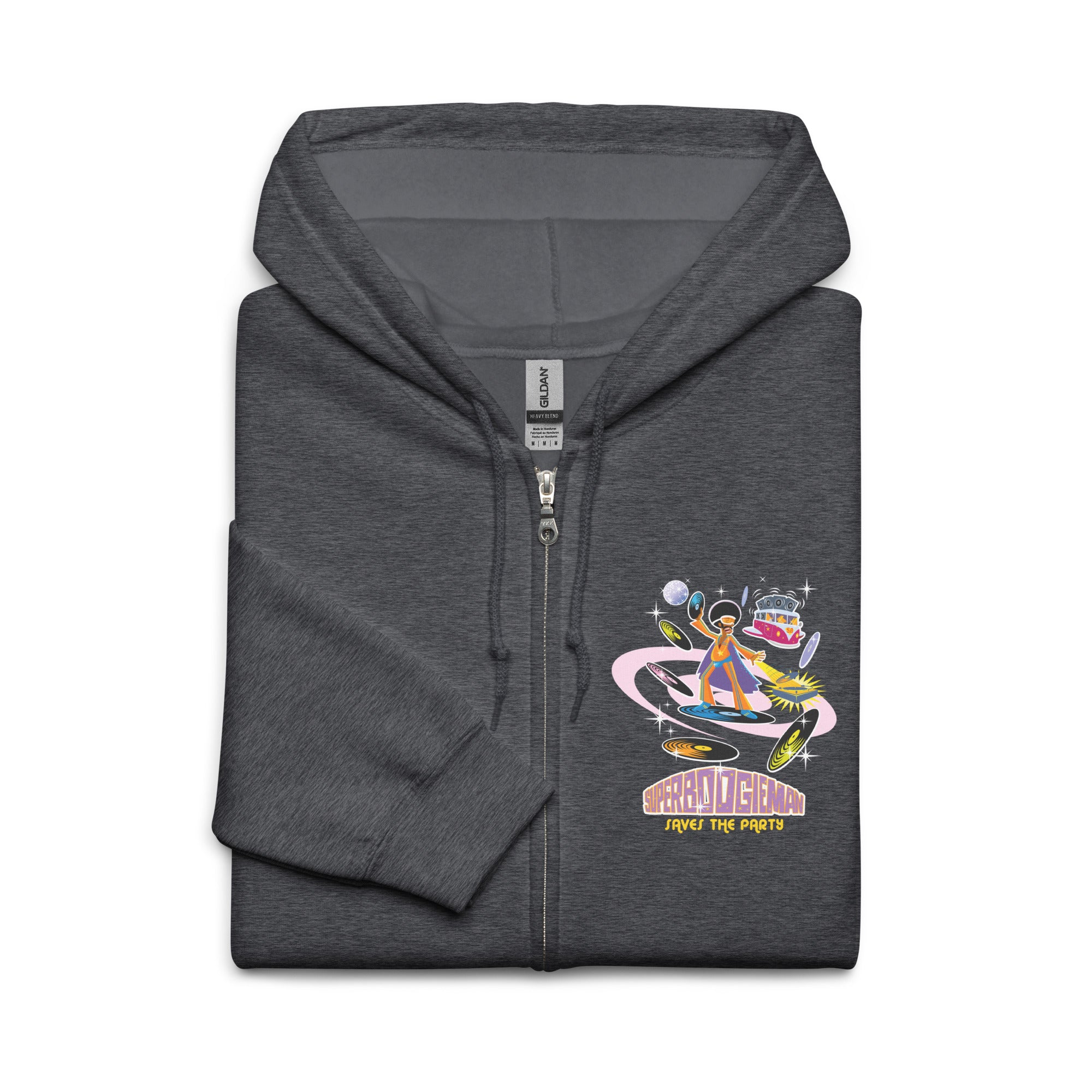 Sweat à capuche épais unisexe à fermeture éclair Superboogieman Saves the Party