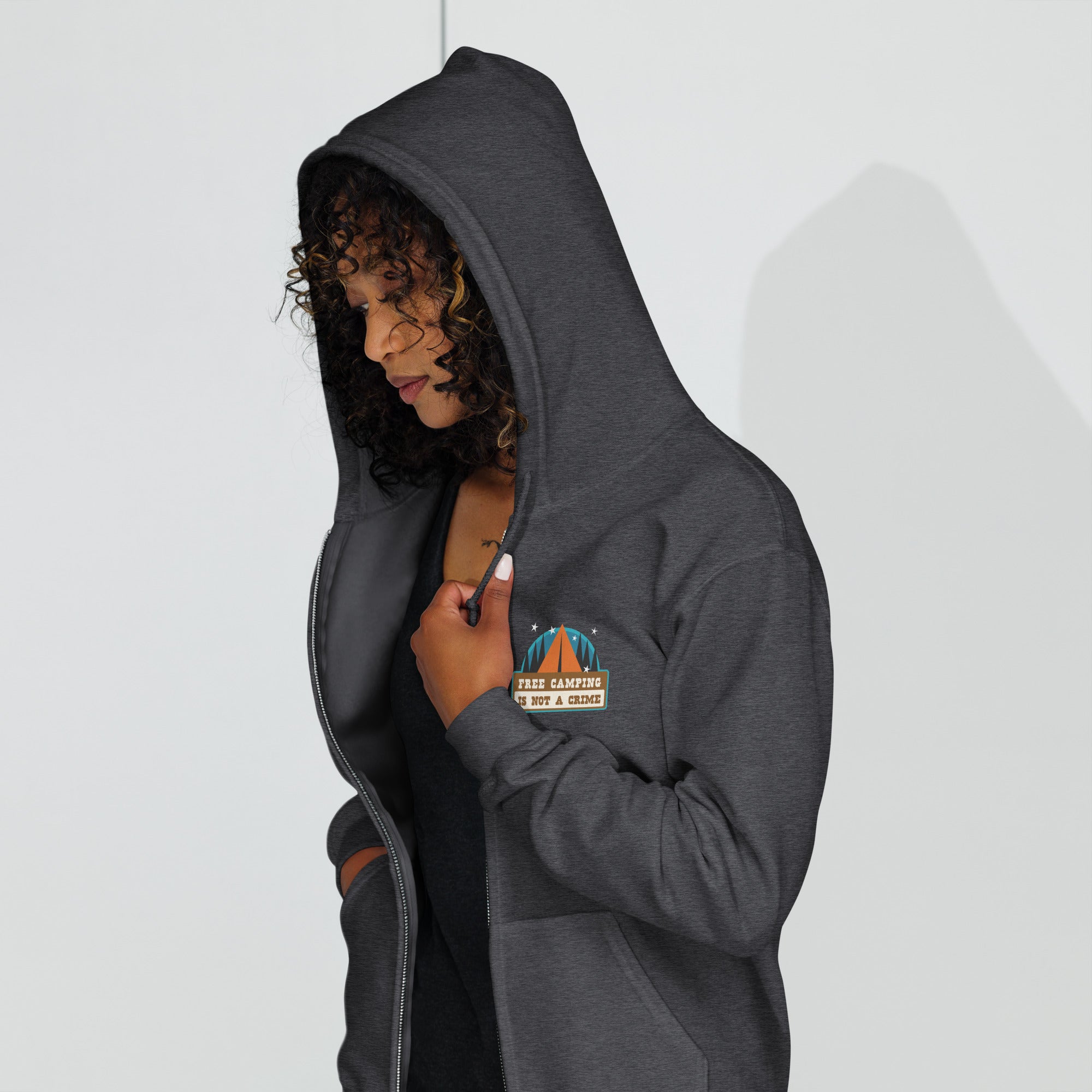 Unisex heavy blend zip hoodie Free camping is not a crime graphic