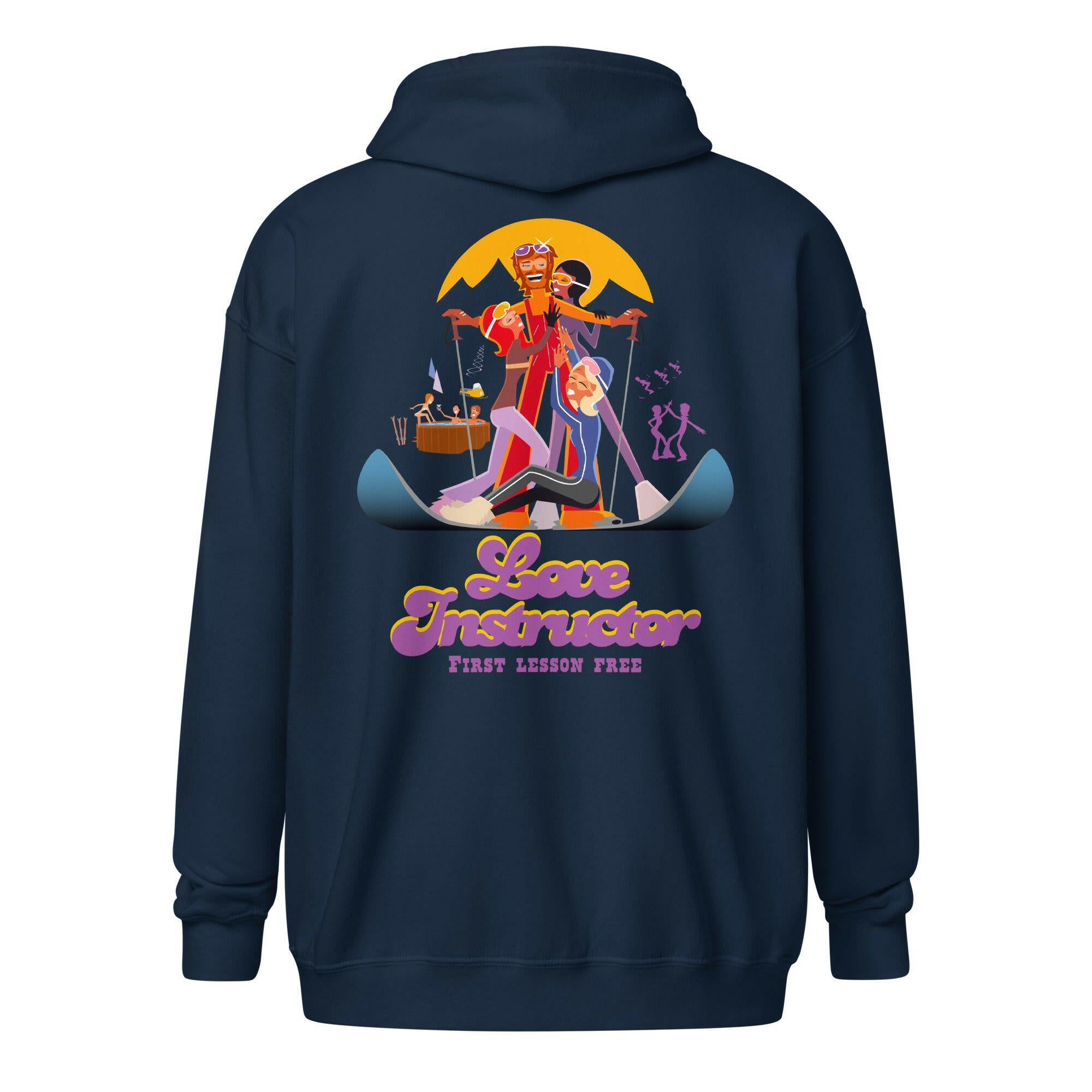 Sweat à capuche épais unisexe à fermeture éclair Love Instructor First Lesson free (face & dos)