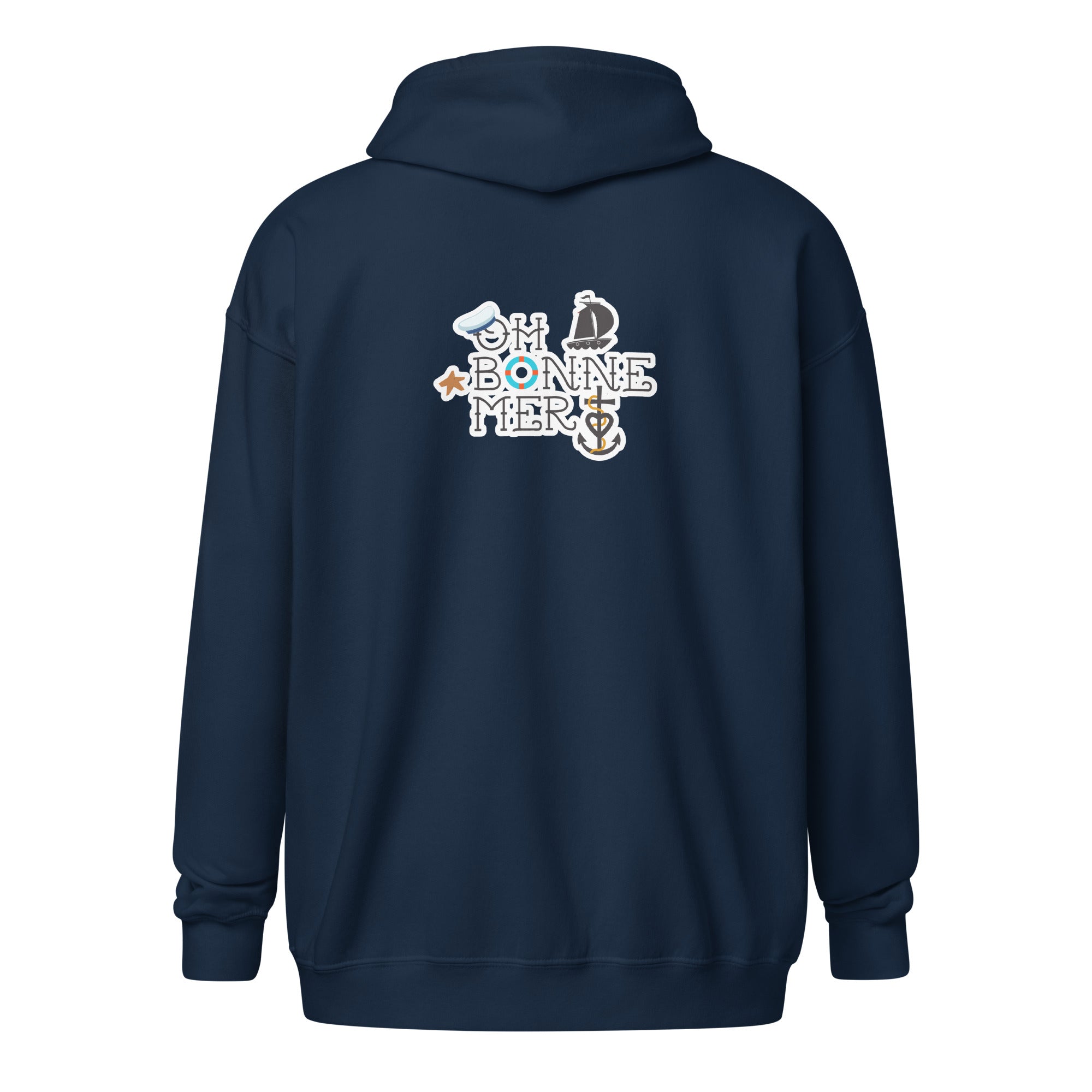 Sweat à capuche épais unisexe à fermeture éclair Oh Bonne Mer 3 (face & dos)