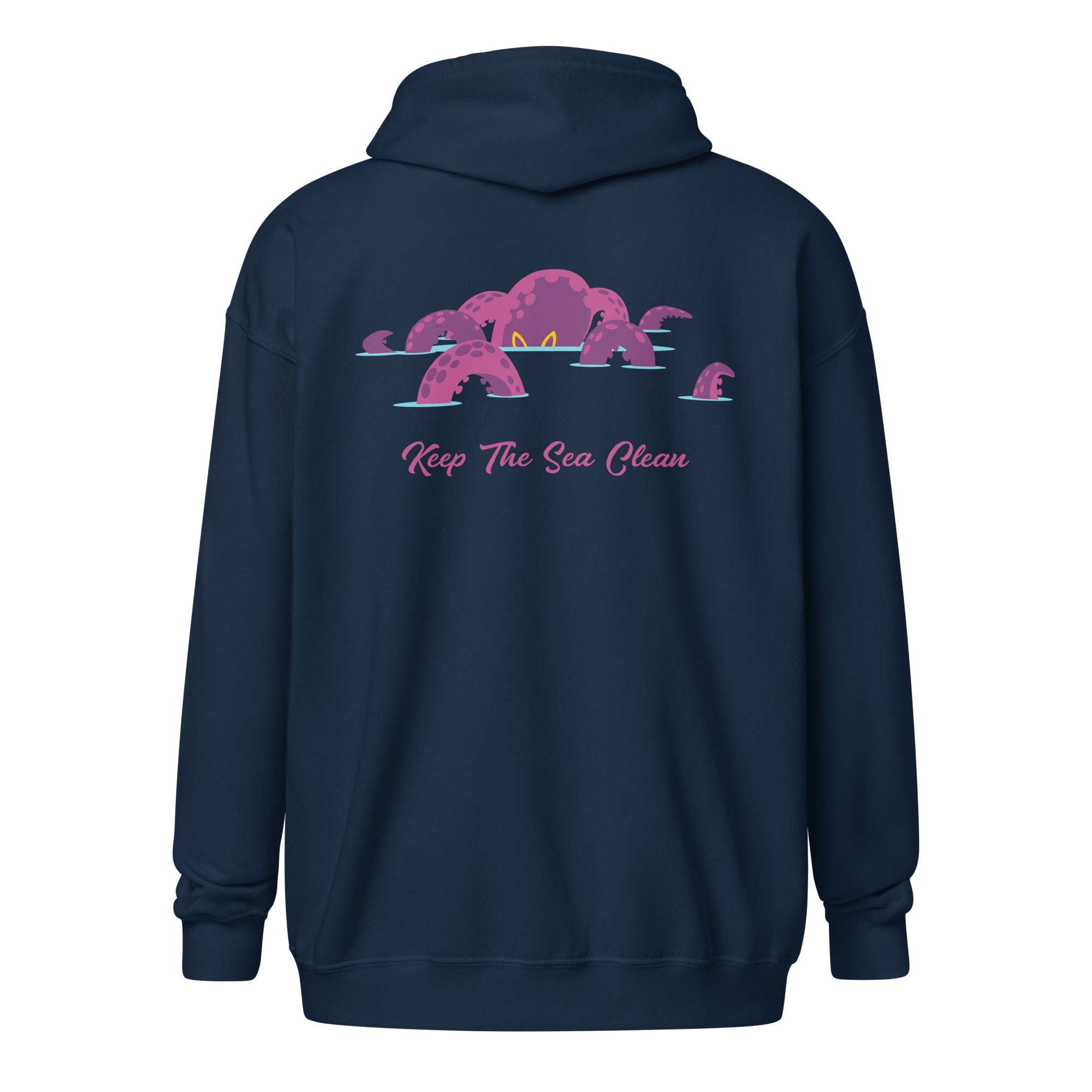 Sweat à capuche épais unisexe à fermeture éclair Octopus Purple (face & dos)