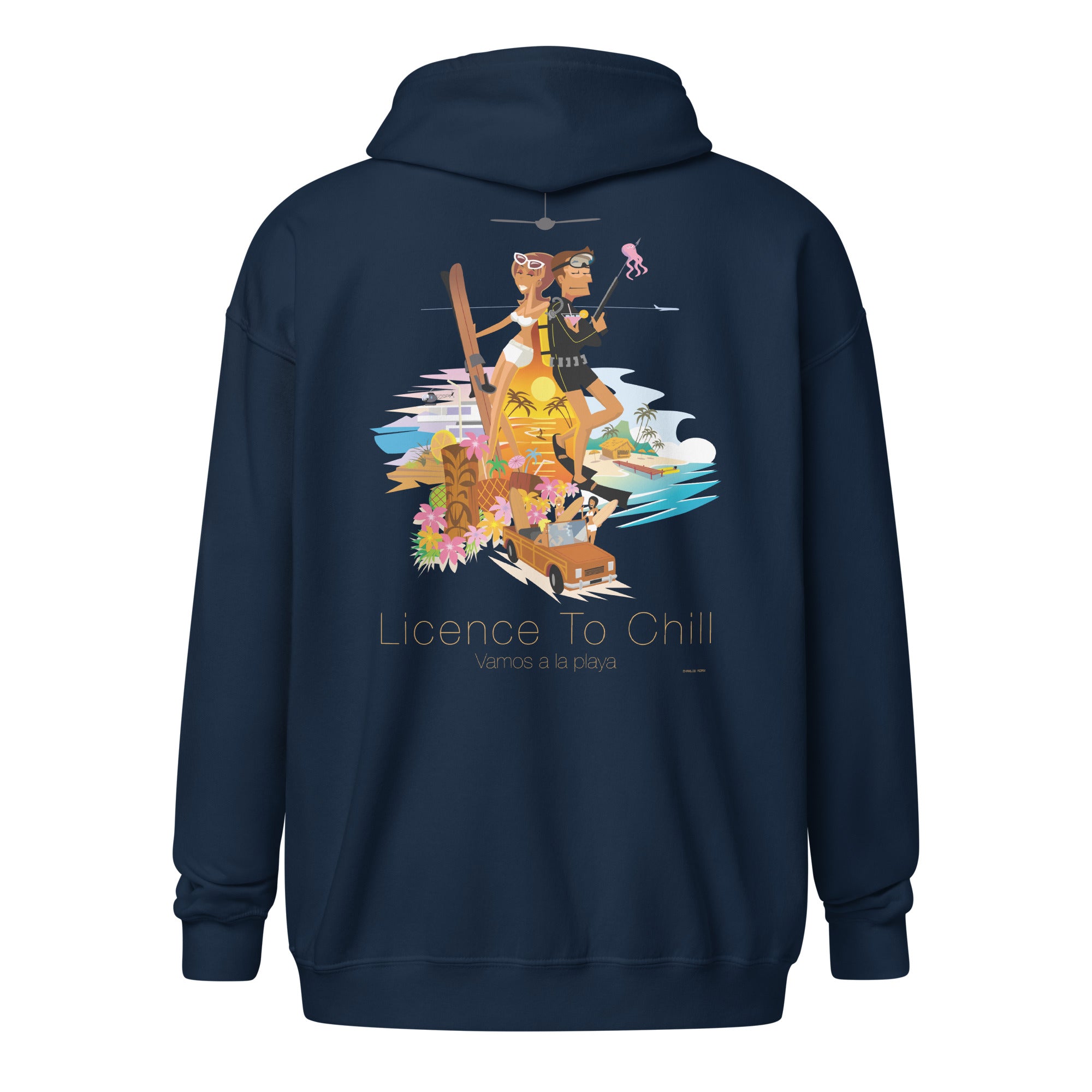 Sweat à capuche épais unisexe à fermeture éclair License to Chill Vamos a la Playa