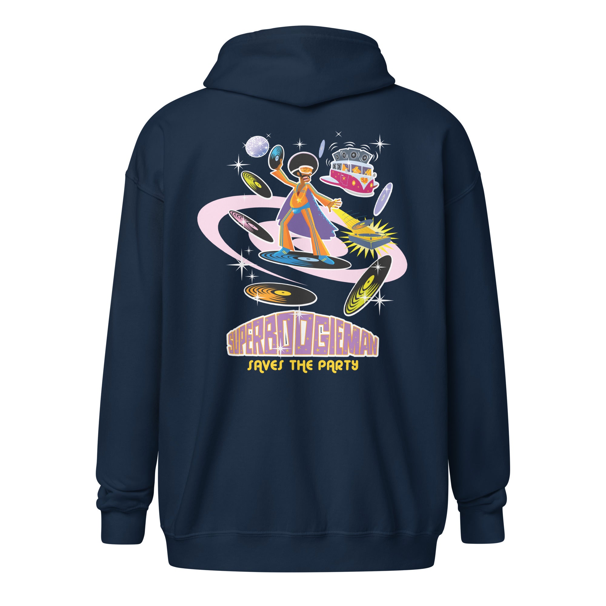 Sweat à capuche épais unisexe à fermeture éclair Superboogieman Saves the Party