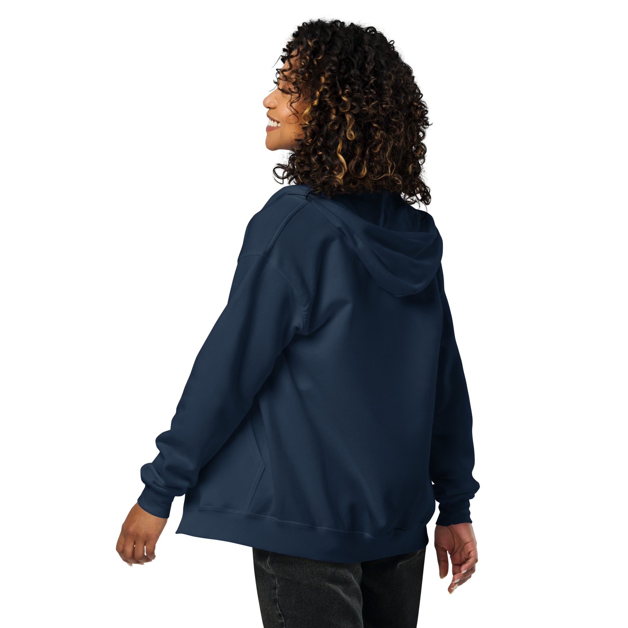 Unisex heavy blend zip hoodie Camperfan flamingo embroidered pattern