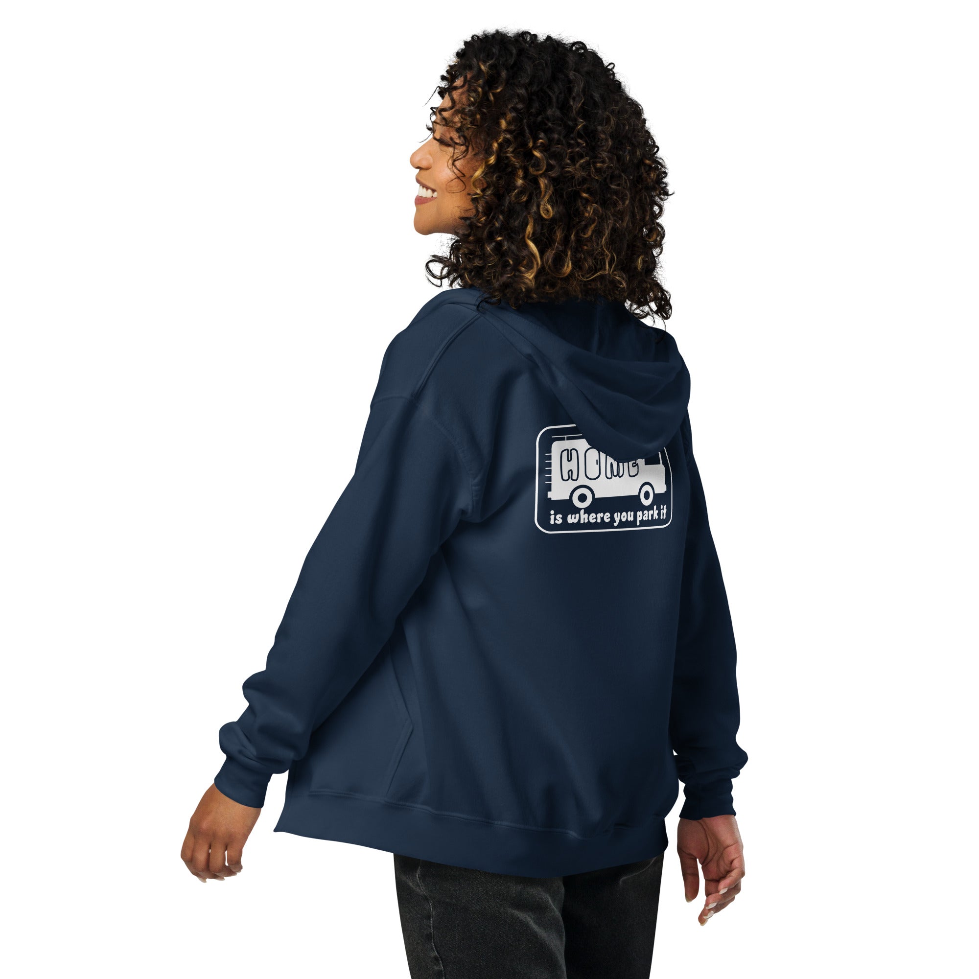 Unisex heavy blend zip hoodie White Camper Van Home is where you park it