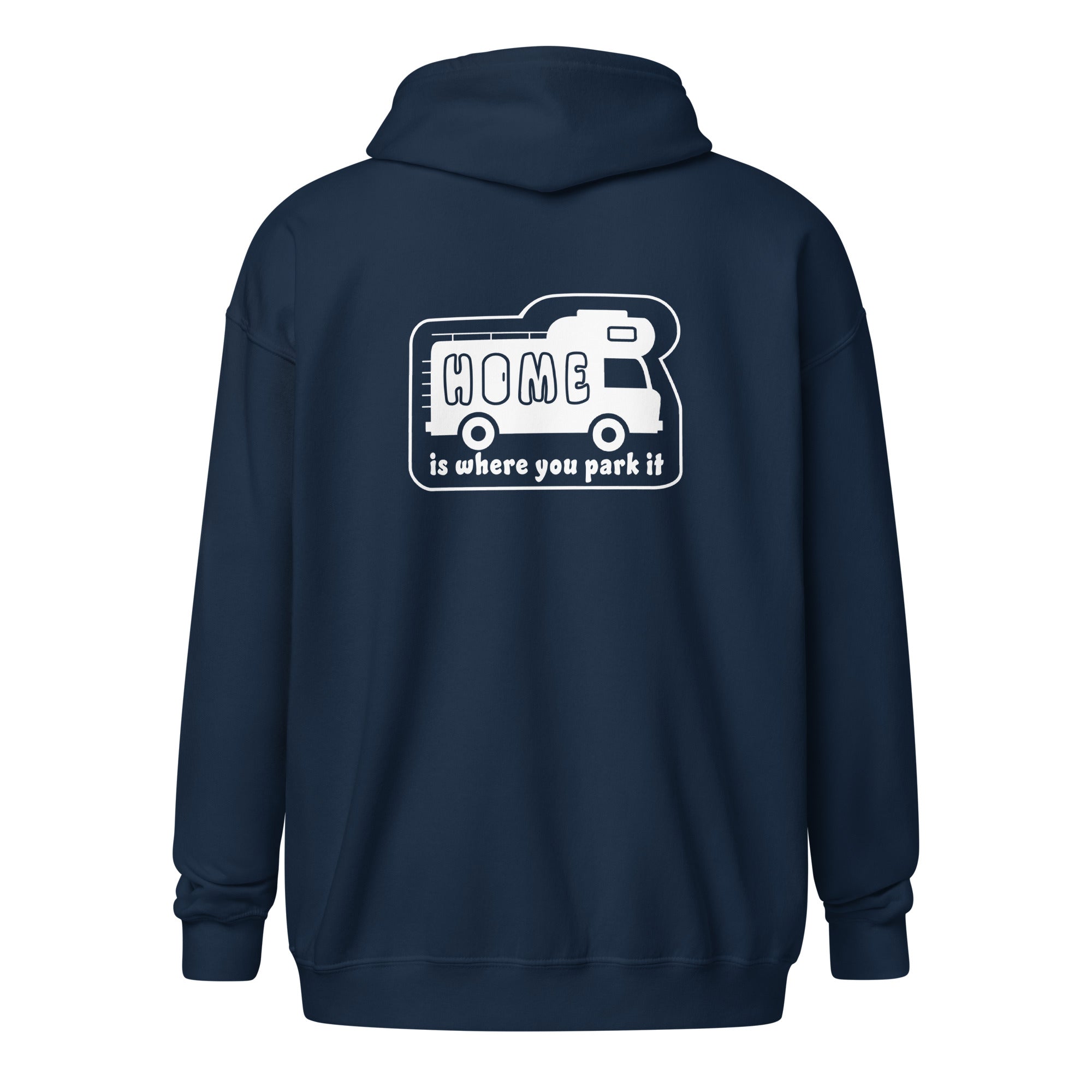 Unisex heavy blend zip hoodie White Camper Van Home is where you park it
