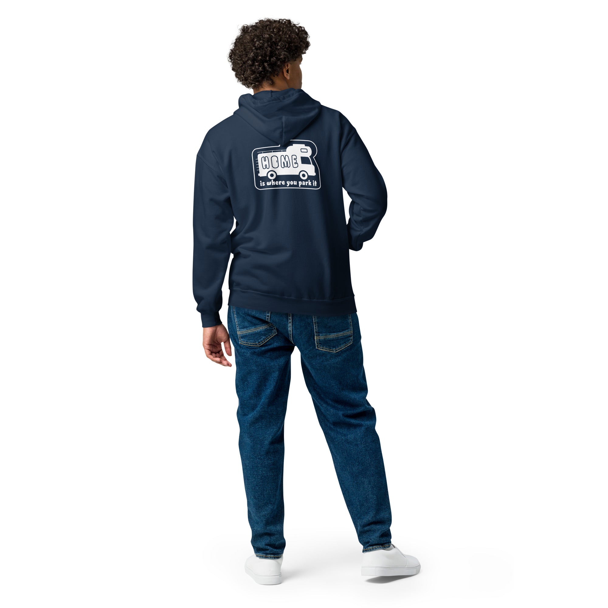 Unisex heavy blend zip hoodie White Camper Van Home is where you park it