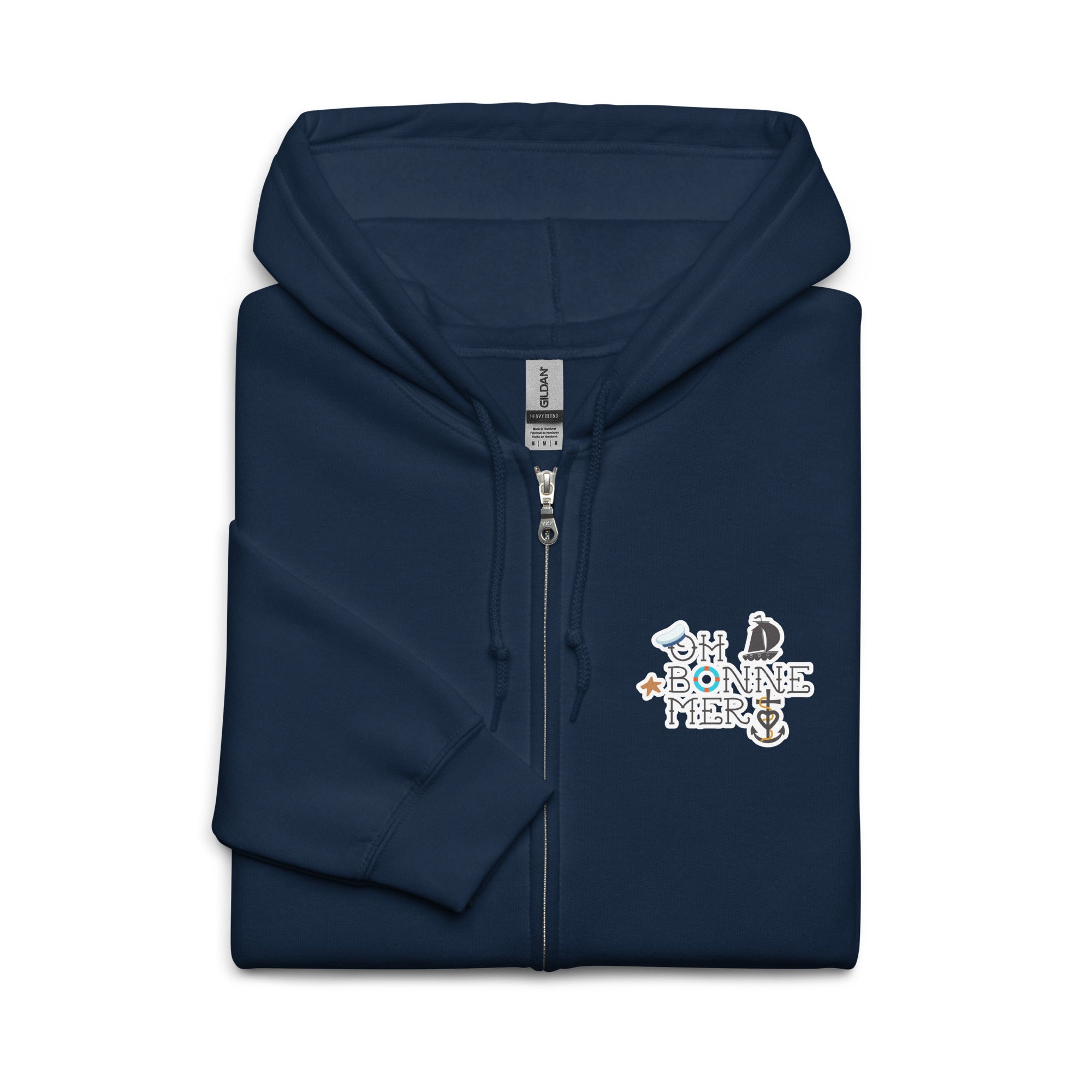 Sweat à capuche épais unisexe à fermeture éclair Oh Bonne Mer 3 (face & dos)