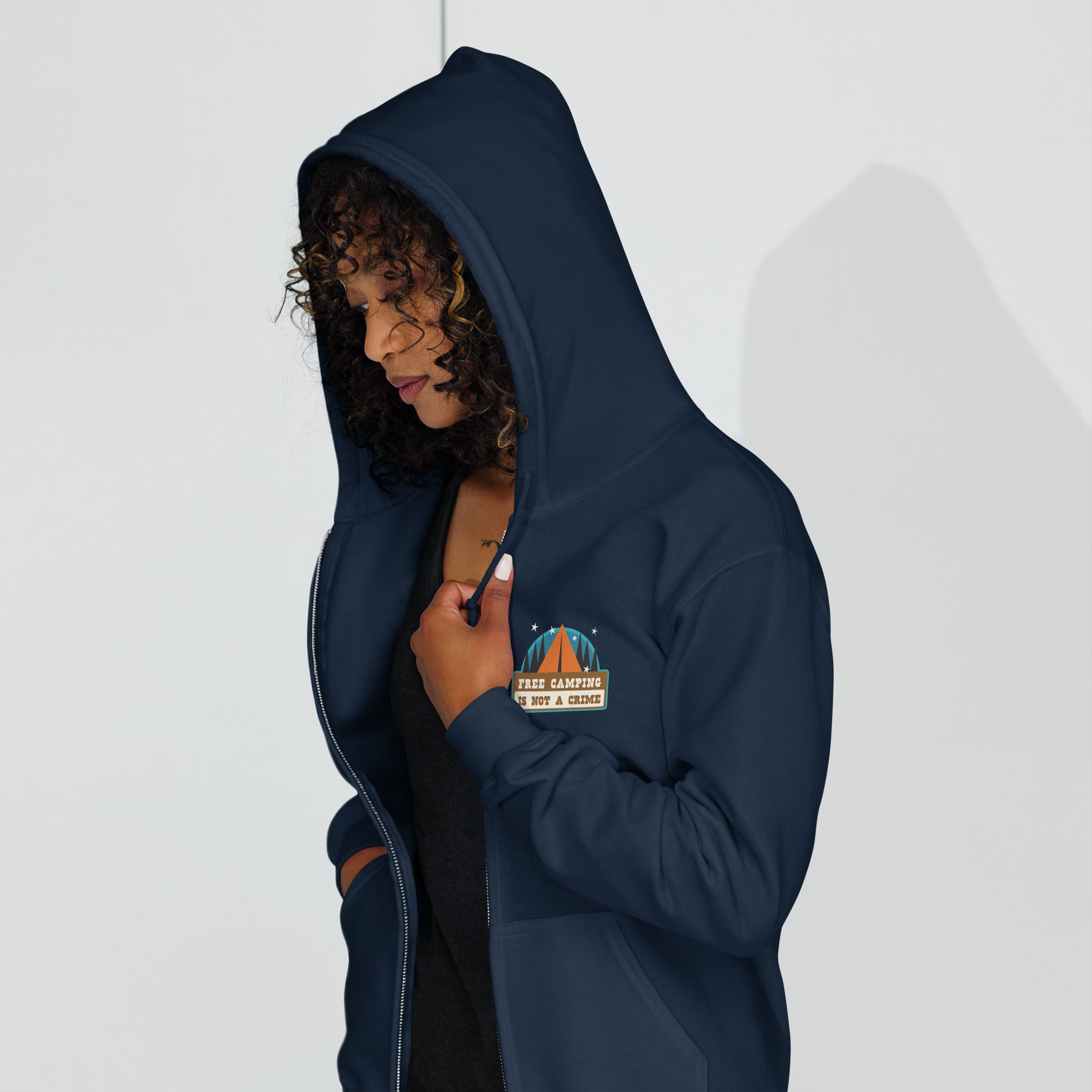 Unisex heavy blend zip hoodie Free camping is not a crime graphic