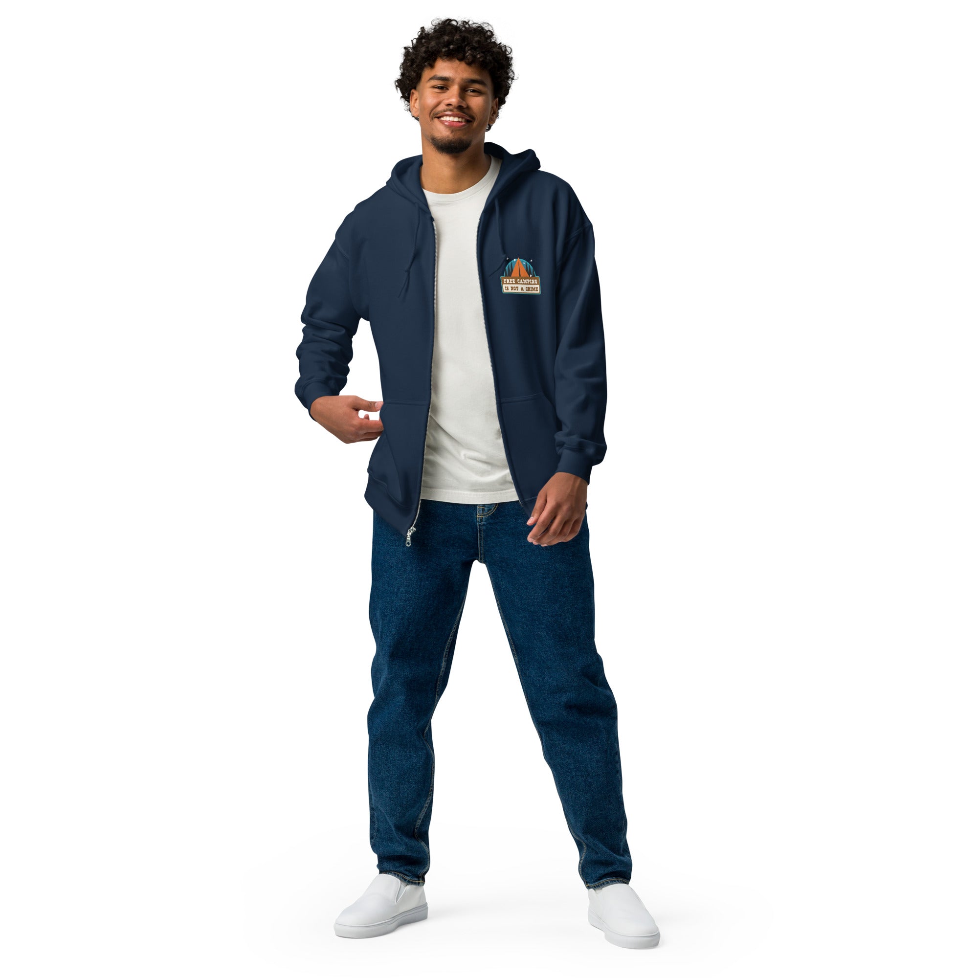 Unisex heavy blend zip hoodie Free camping is not a crime graphic