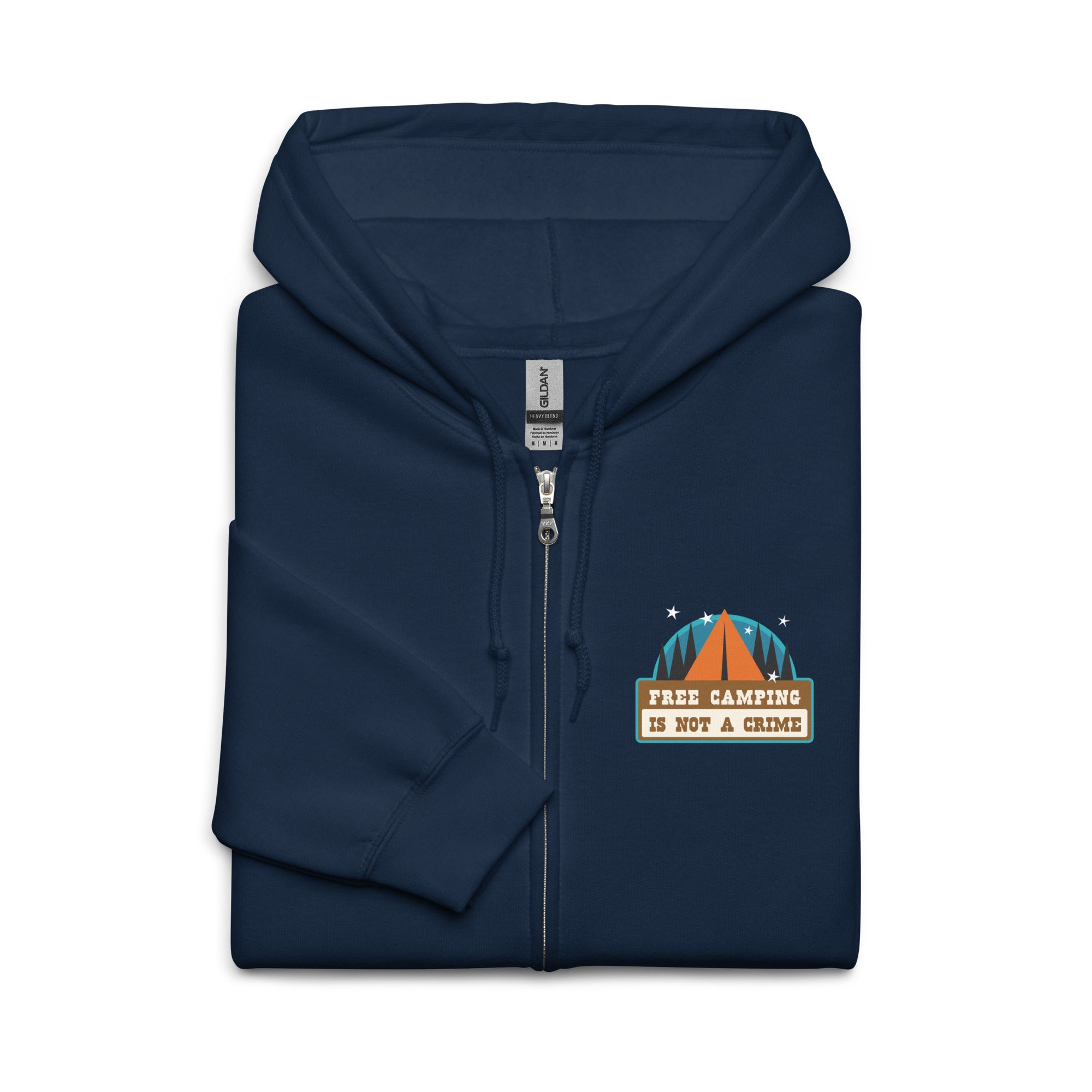 Unisex heavy blend zip hoodie Free camping is not a crime graphic