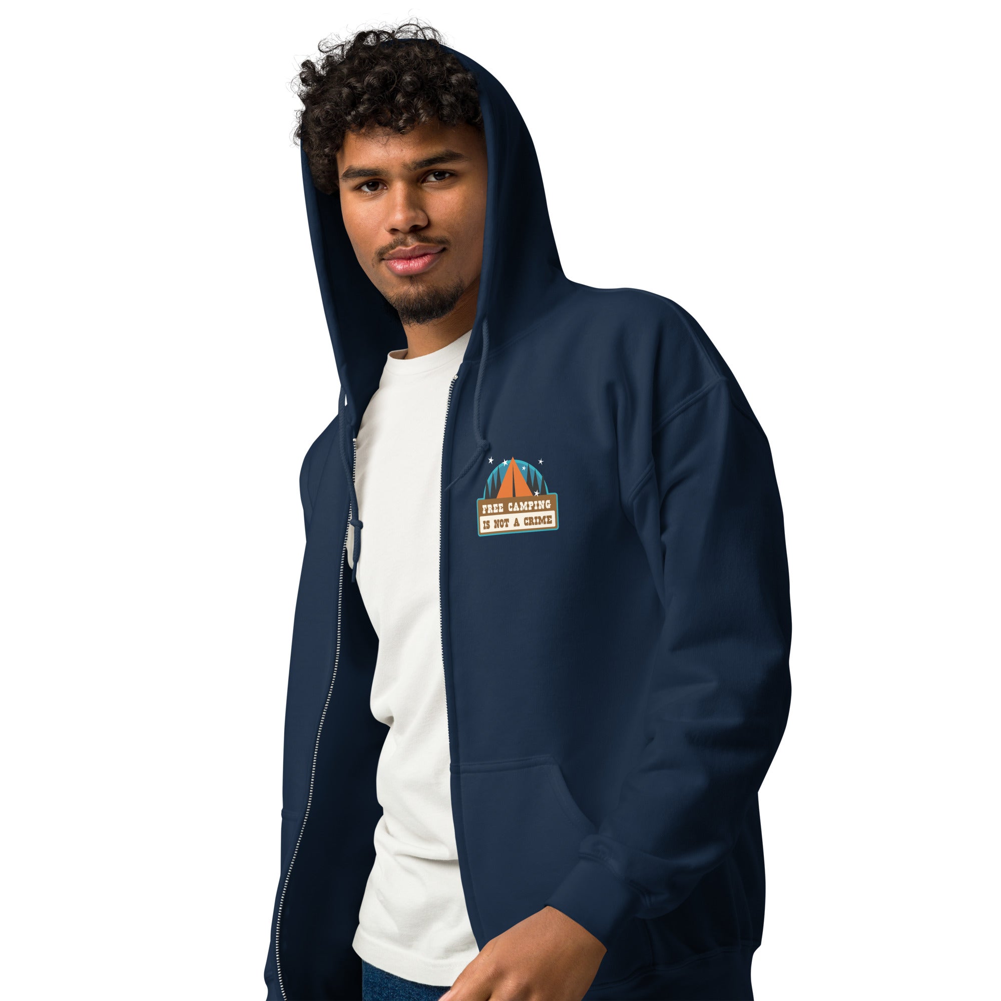 Unisex heavy blend zip hoodie Free camping is not a crime graphic
