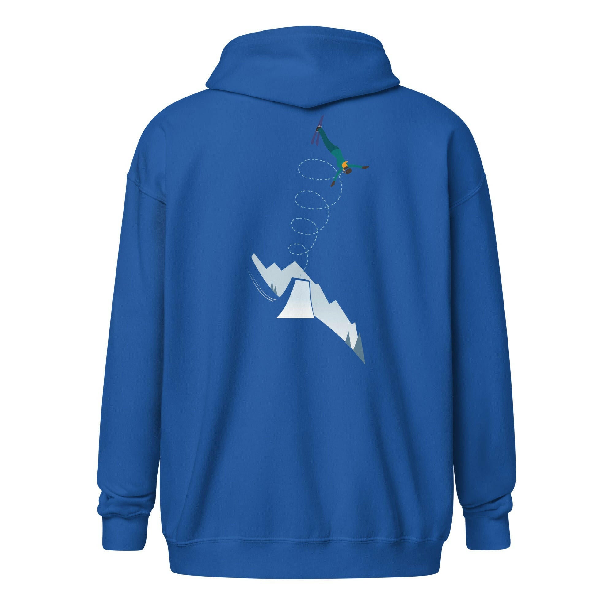 Sweat à capuche épais unisexe à fermeture éclair Which skier are you? Acrobatic skier sur fond sombre (face & dos)