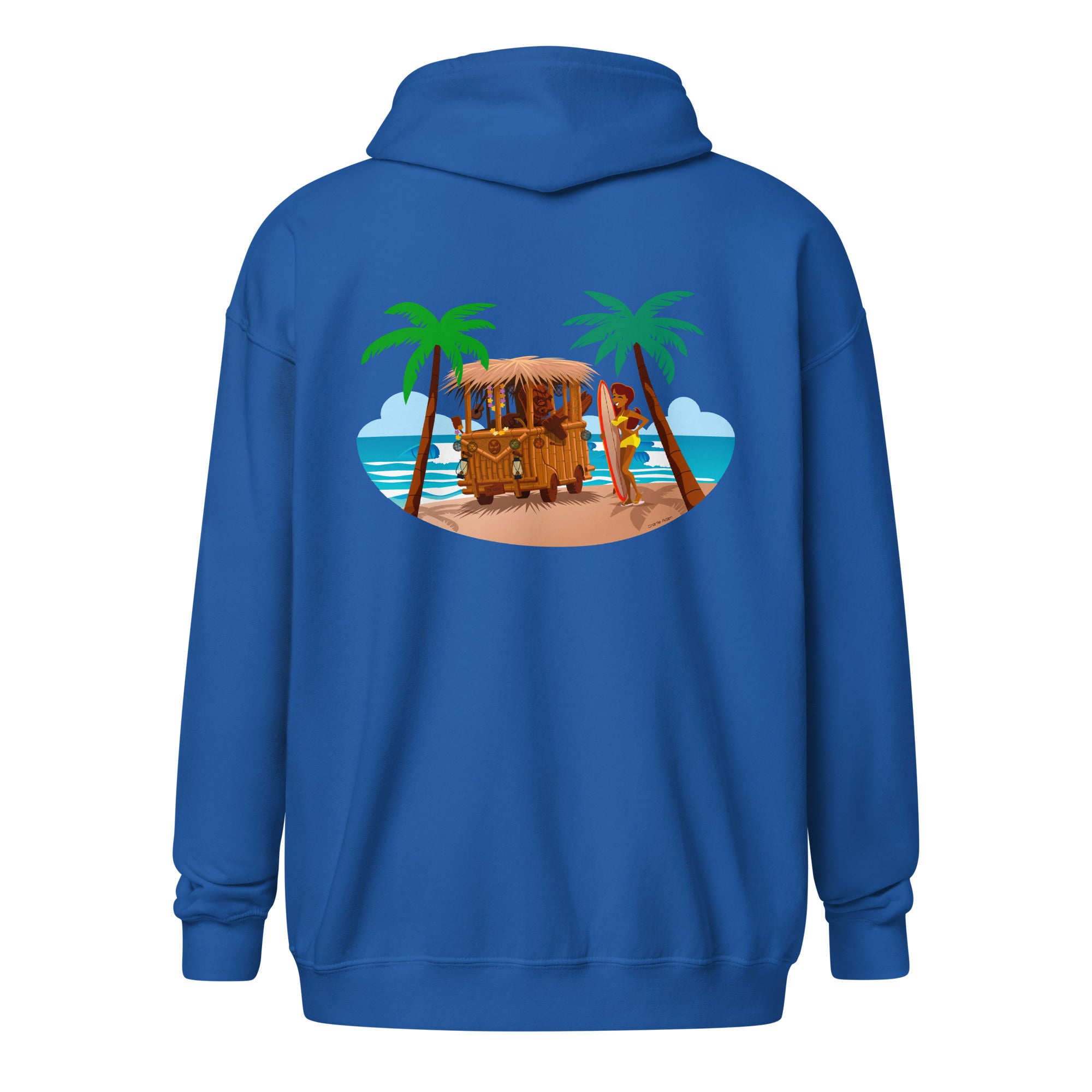 Unisex heavy blend zip hoodie Tiki Kombi (front & back)