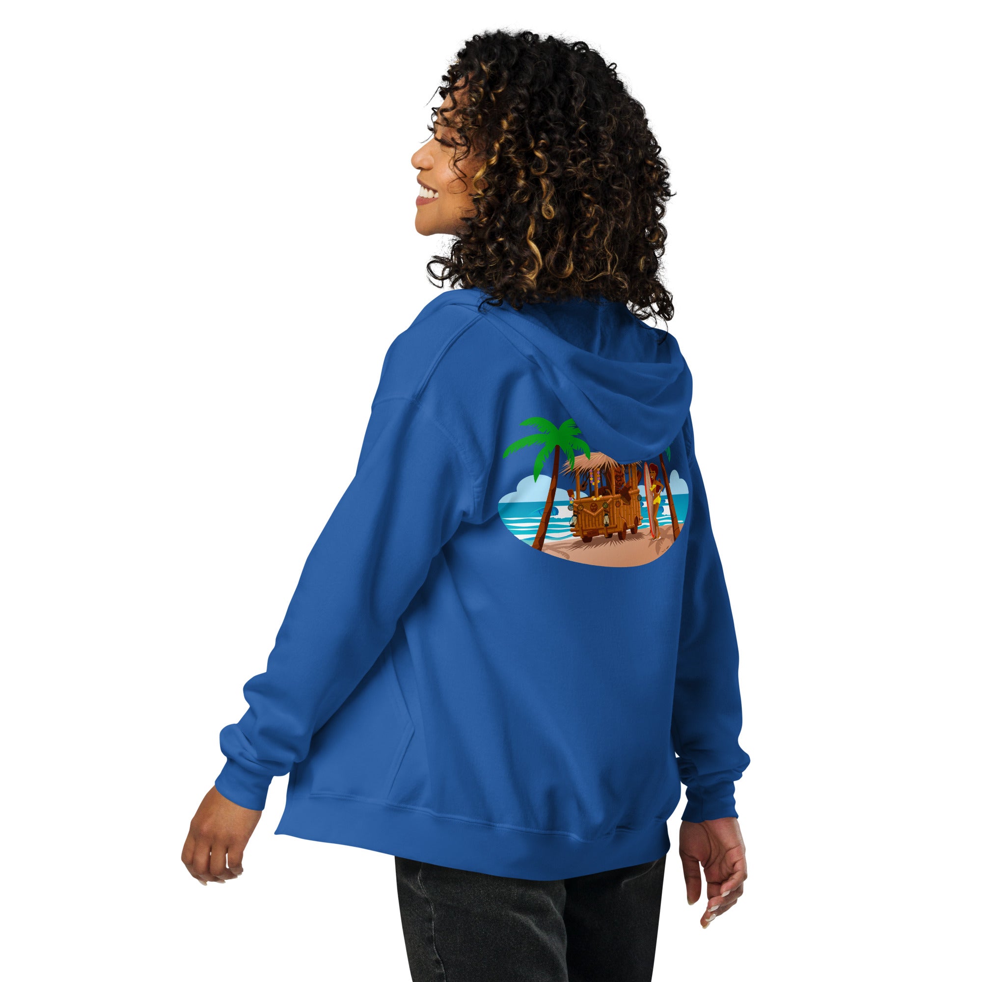 Unisex heavy blend zip hoodie Tiki Kombi (front & back)