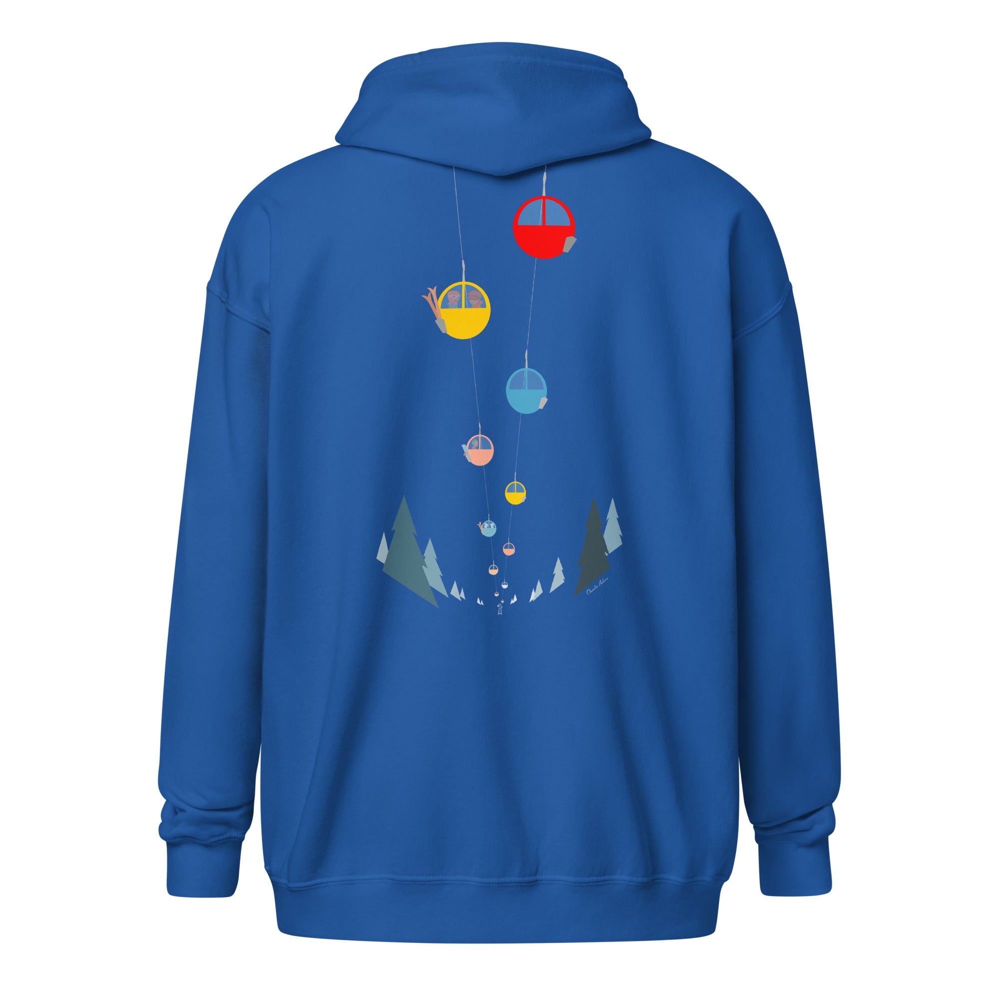 Sweat à capuche épais unisexe à fermeture éclair Gondolas in the mist (face & dos)