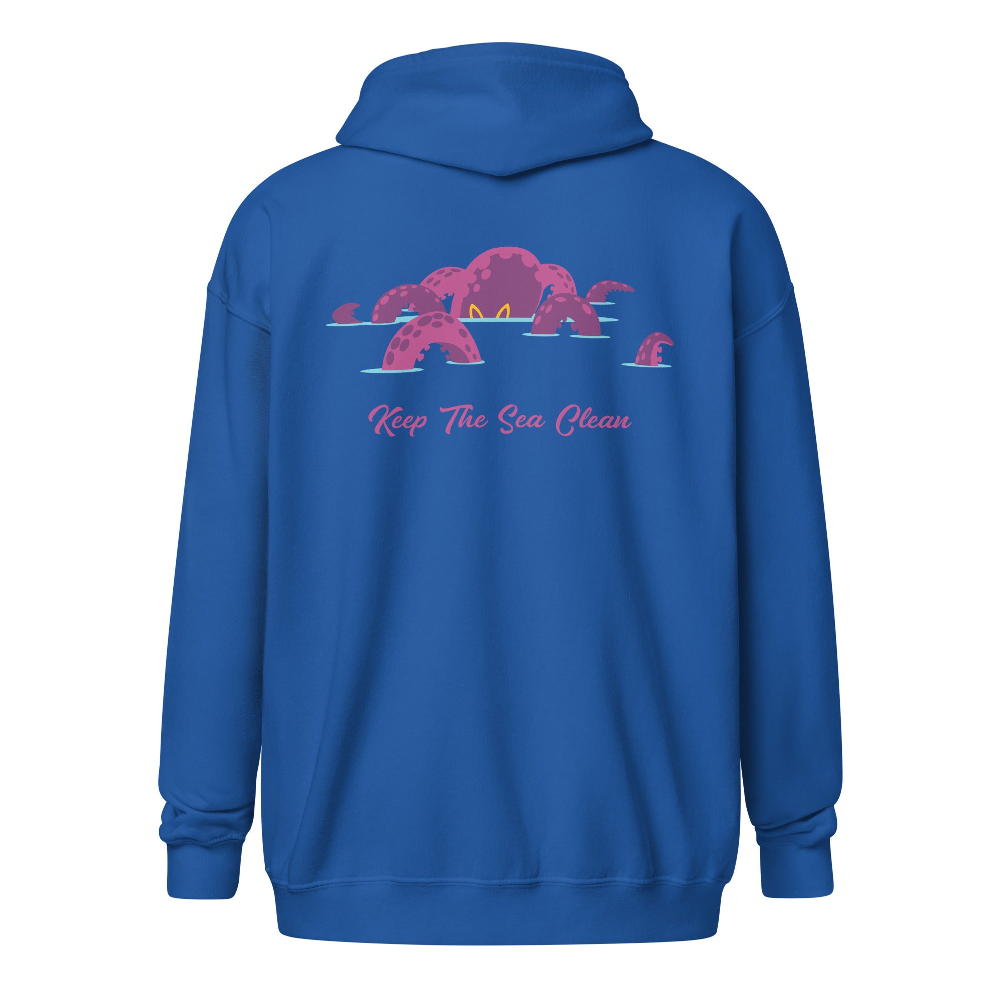 Sweat à capuche épais unisexe à fermeture éclair Octopus Purple (face & dos)