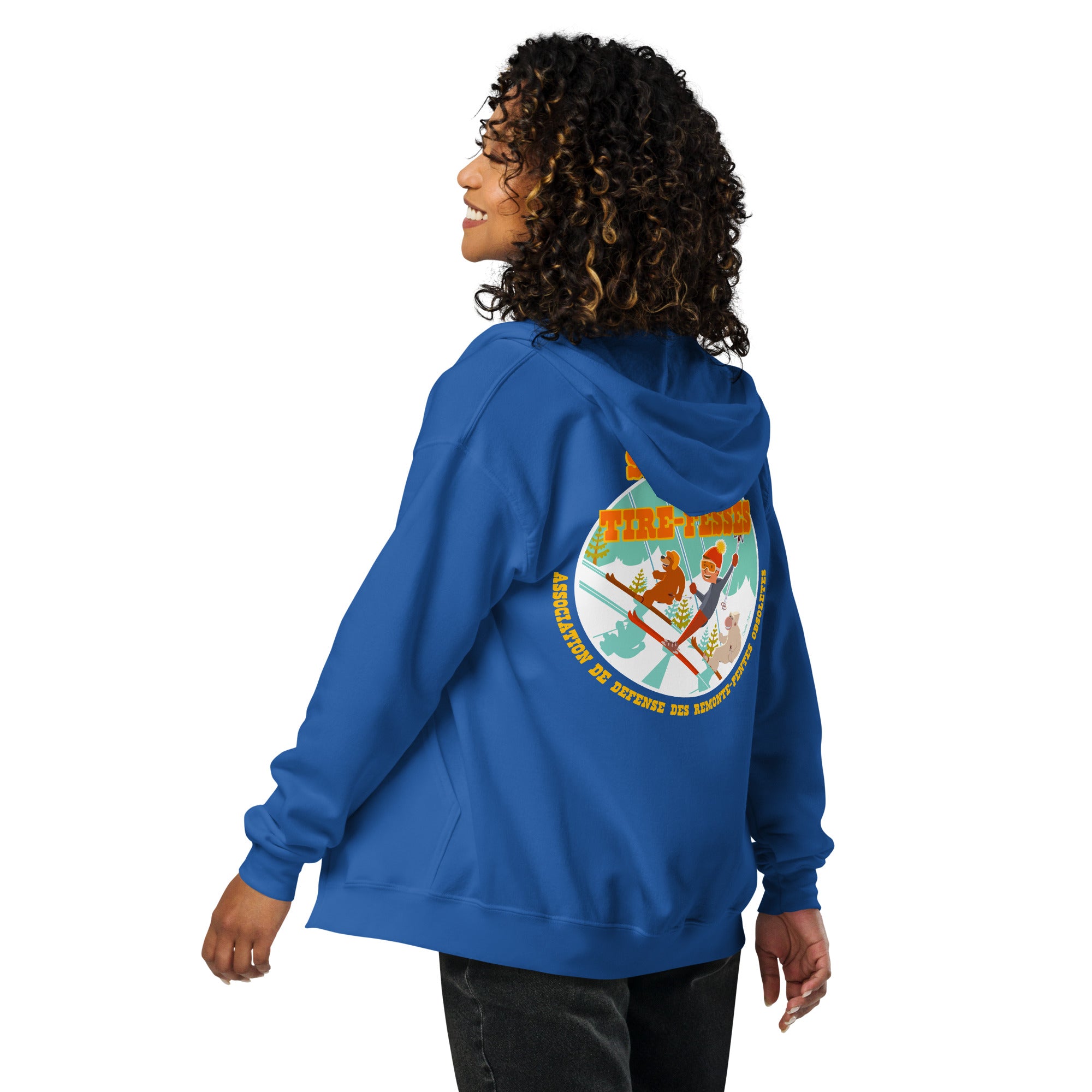 Sweat à capuche épais unisexe à fermeture éclair Sauvons les Tires-fesses (face & dos)