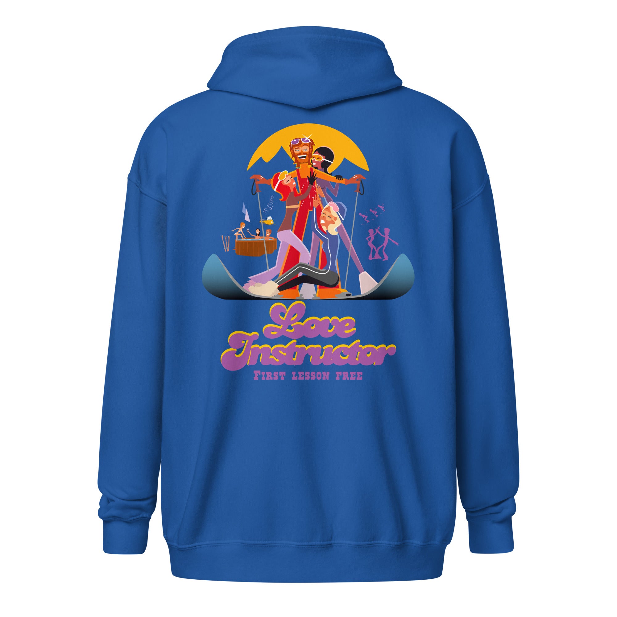 Sweat à capuche épais unisexe à fermeture éclair Which skier are you? Love Instructor First Lesson free sur couleurs foncées (face & dos)