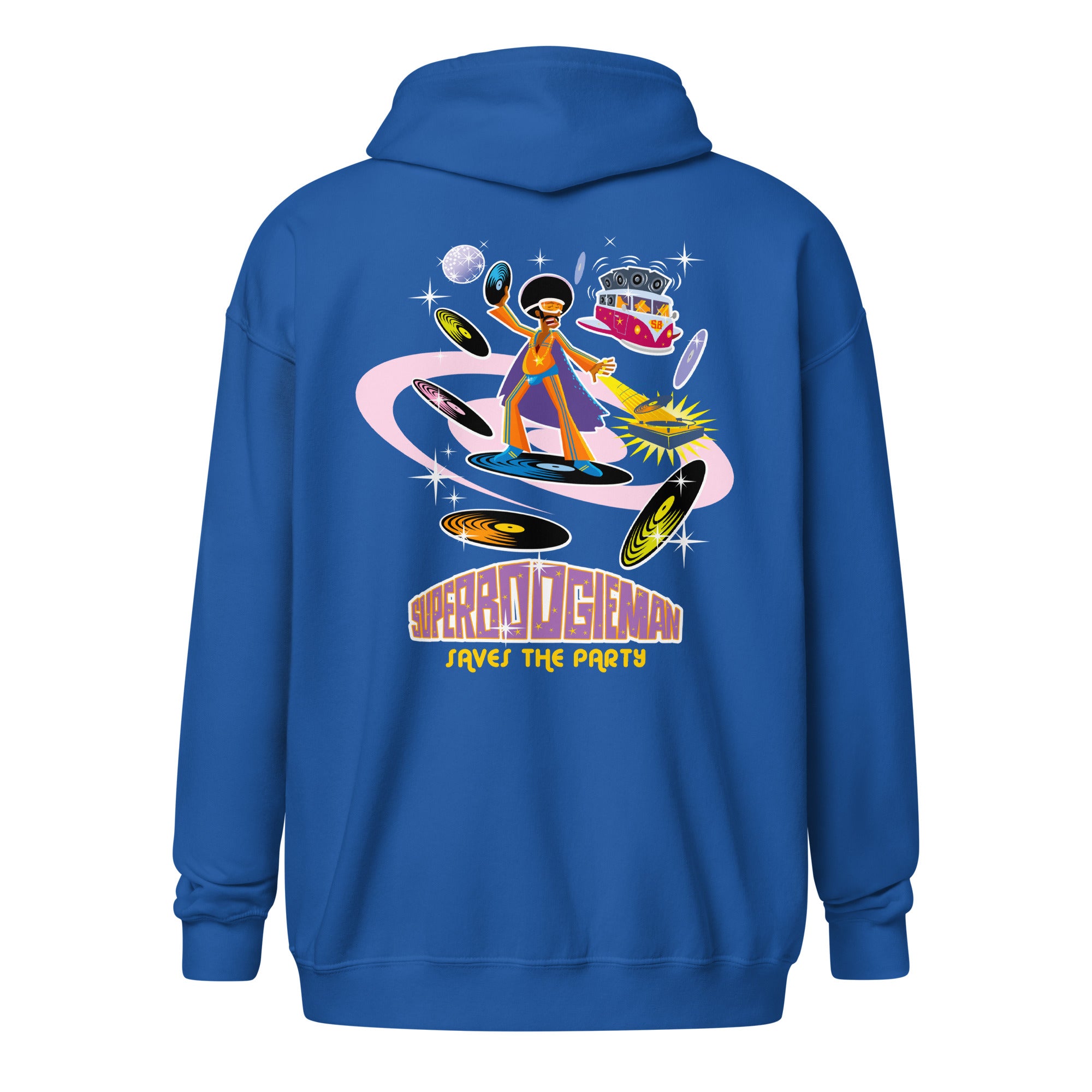 Sweat à capuche épais unisexe à fermeture éclair Superboogieman Saves the Party
