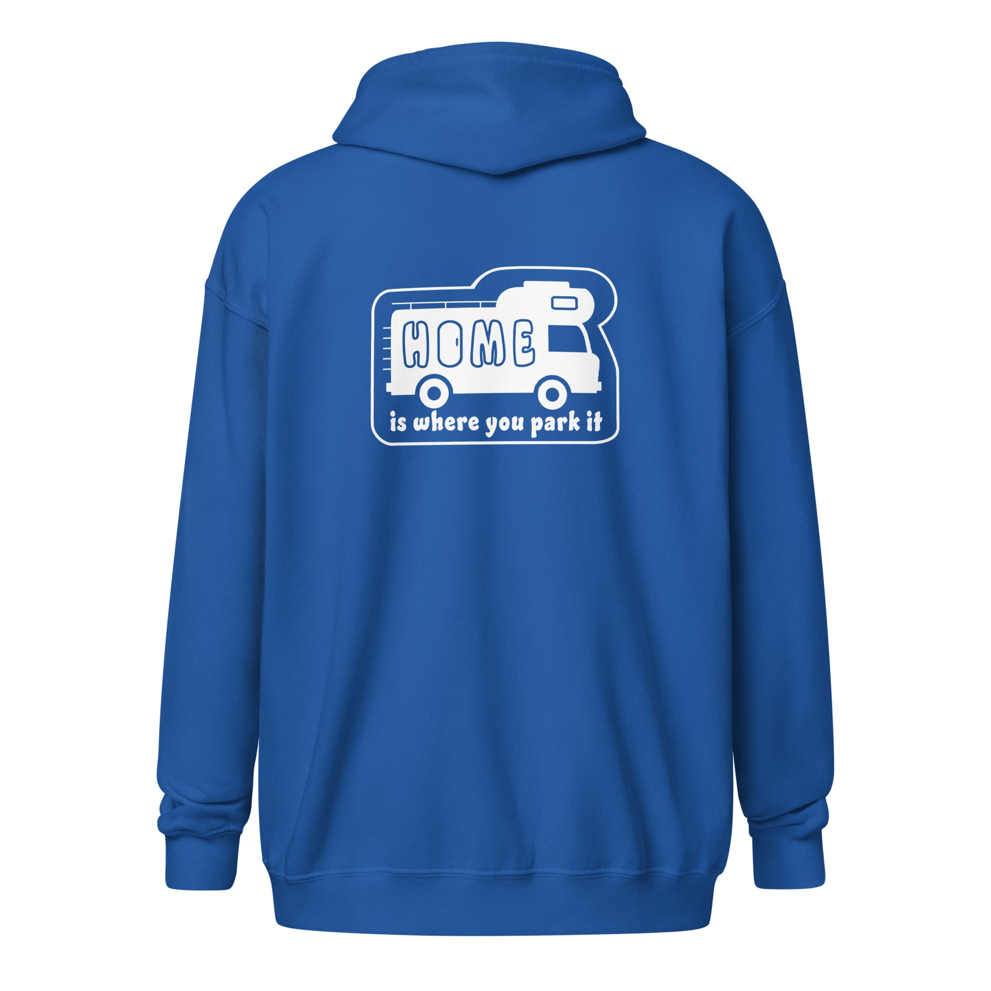 Unisex heavy blend zip hoodie White Camper Van Home is where you park it