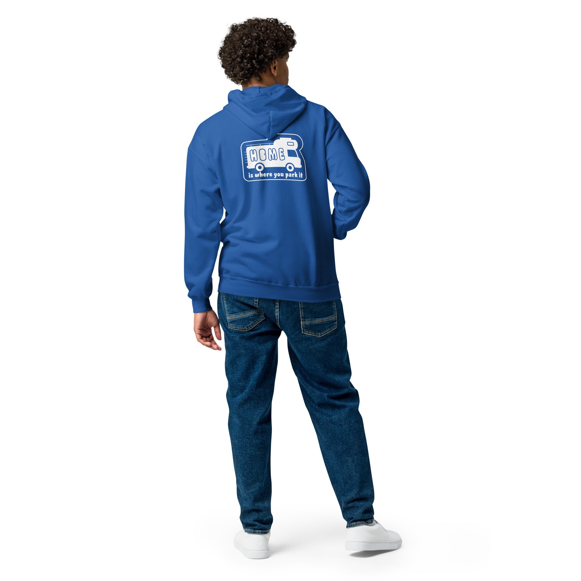 Unisex heavy blend zip hoodie White Camper Van Home is where you park it