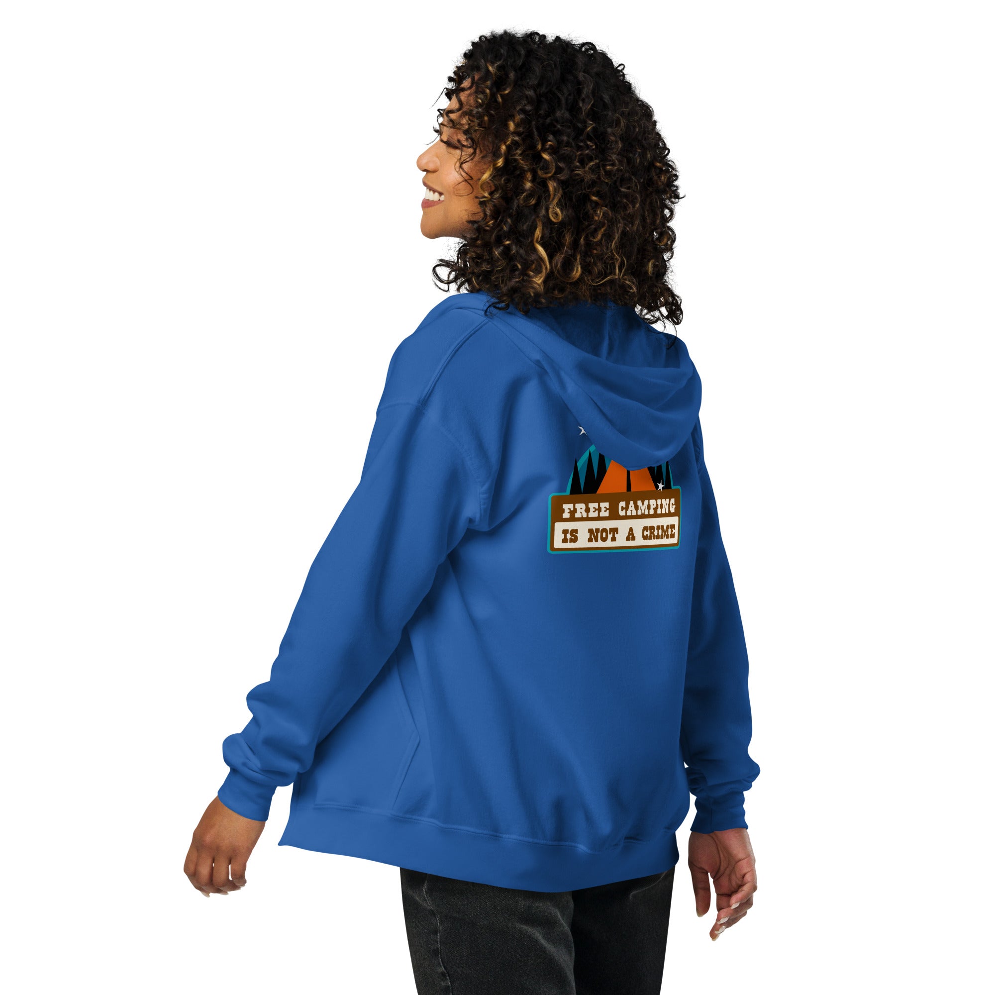 Unisex heavy blend zip hoodie Free camping is not a crime graphic