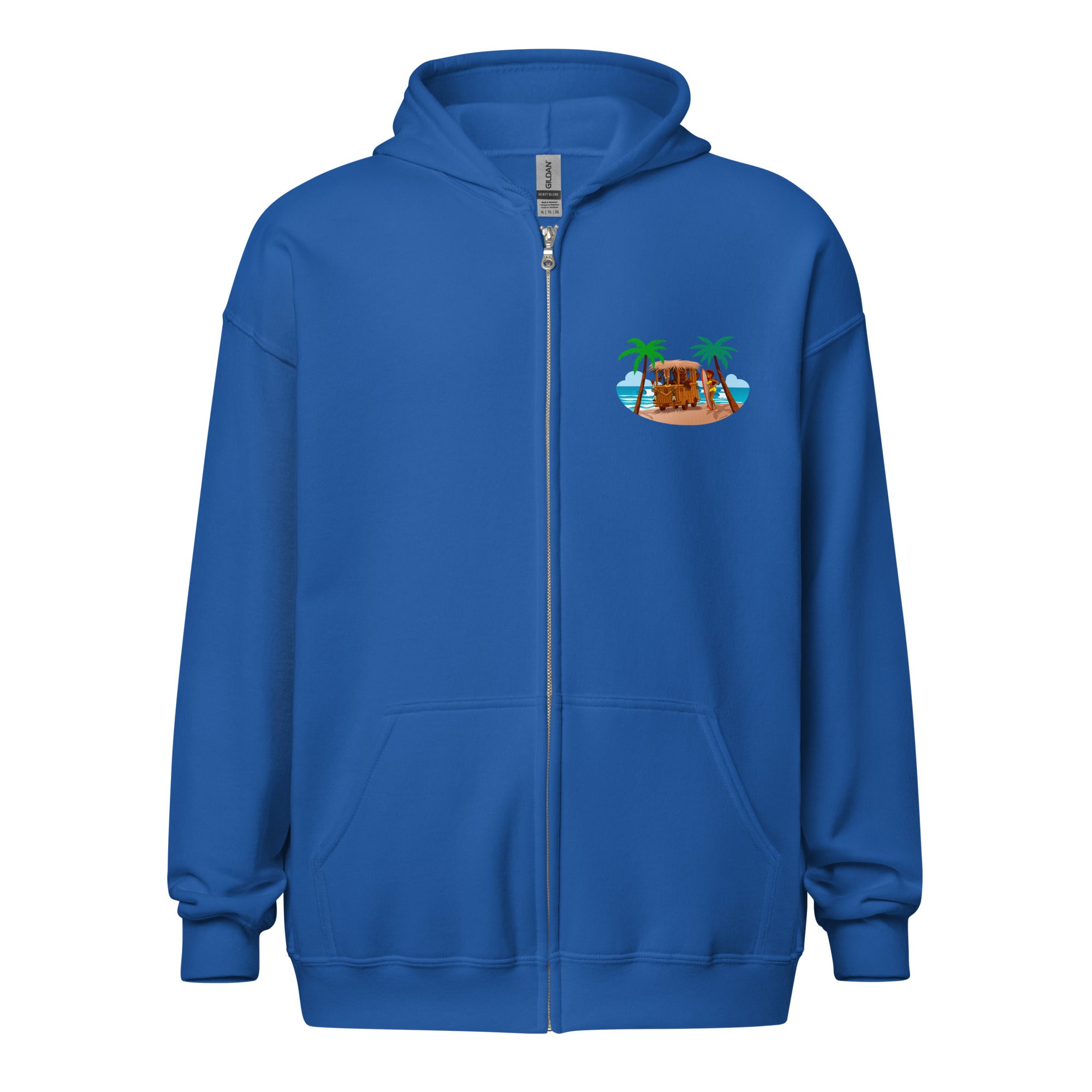 Unisex heavy blend zip hoodie Tiki Kombi (front & back)