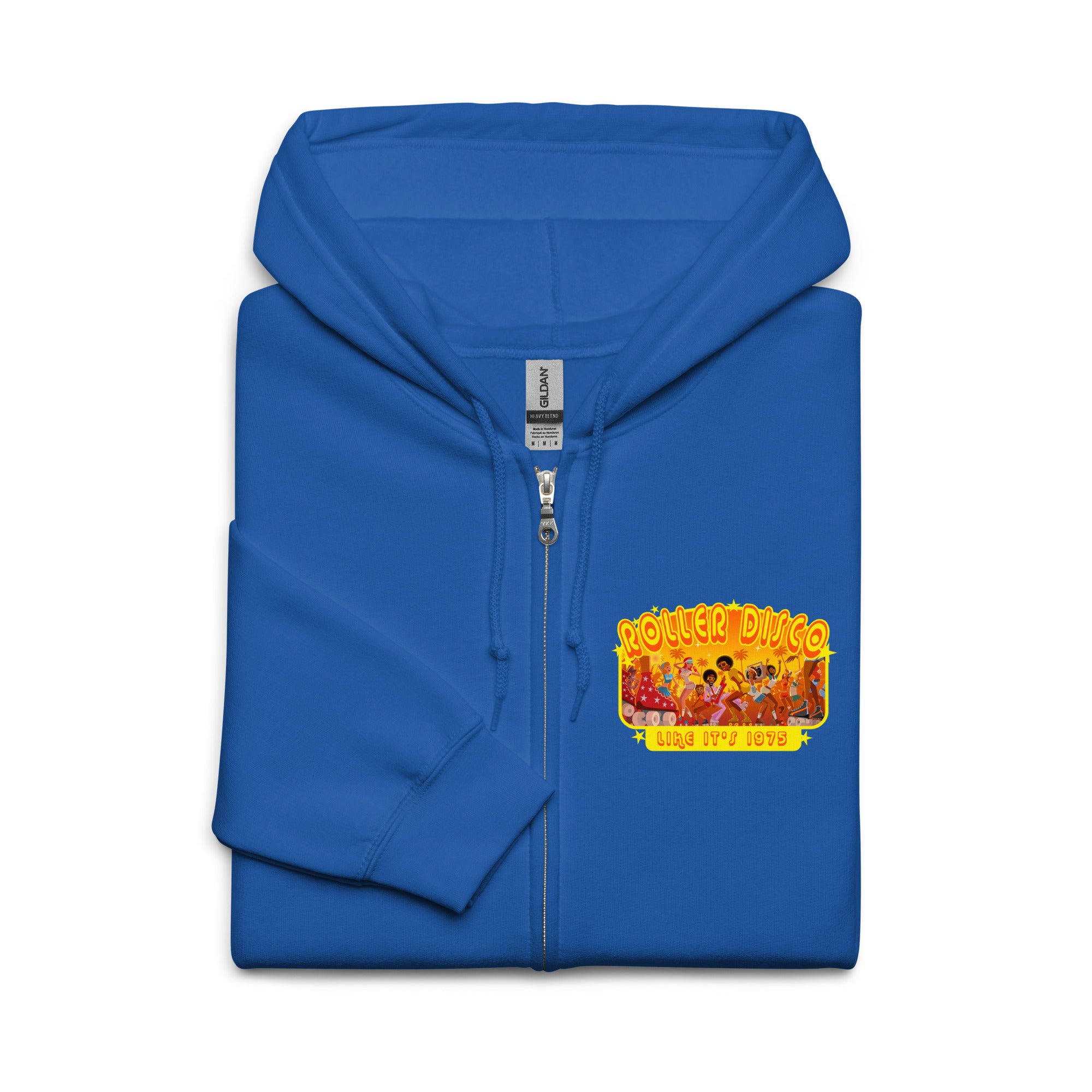 Sweat à capuche épais unisexe à fermeture éclair Roller Disco 1975 (face & dos)
