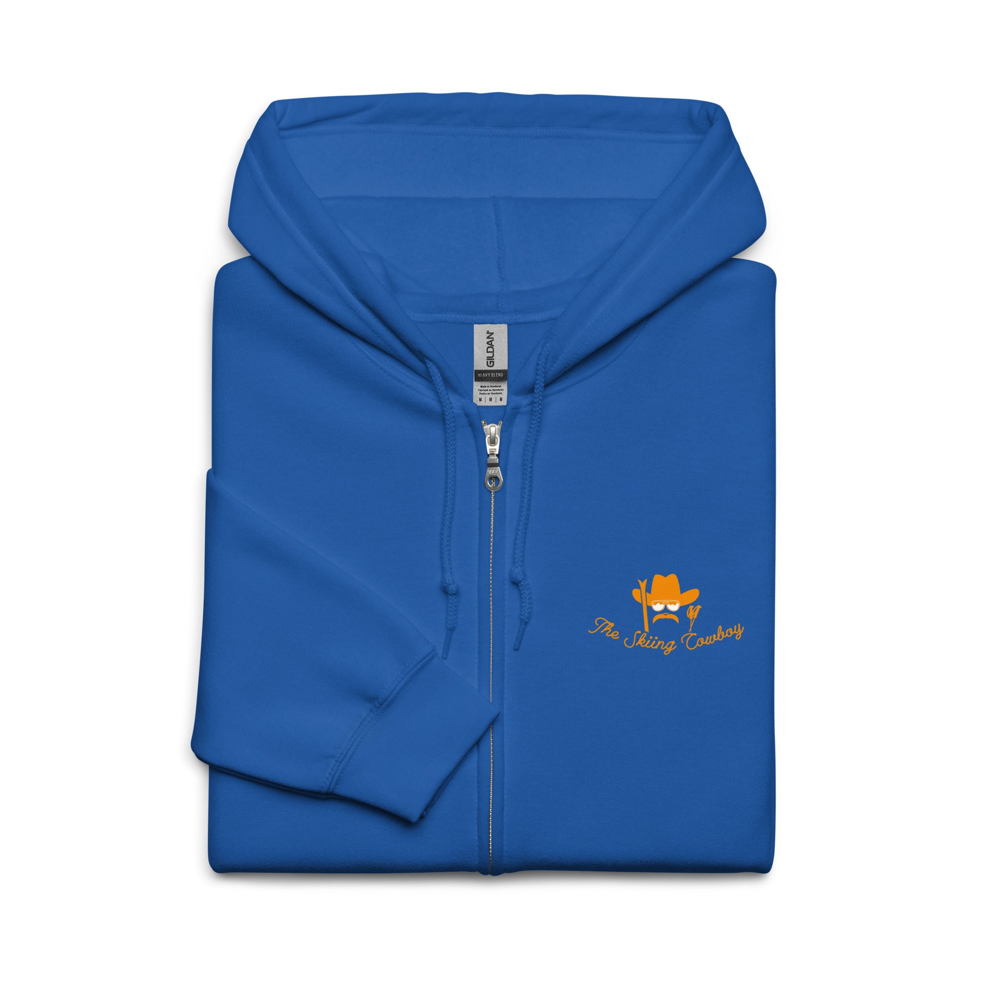 Sweat à capuche épais unisexe à fermeture éclair Skiing Cowboy & Ski Duel Outline (face & dos)