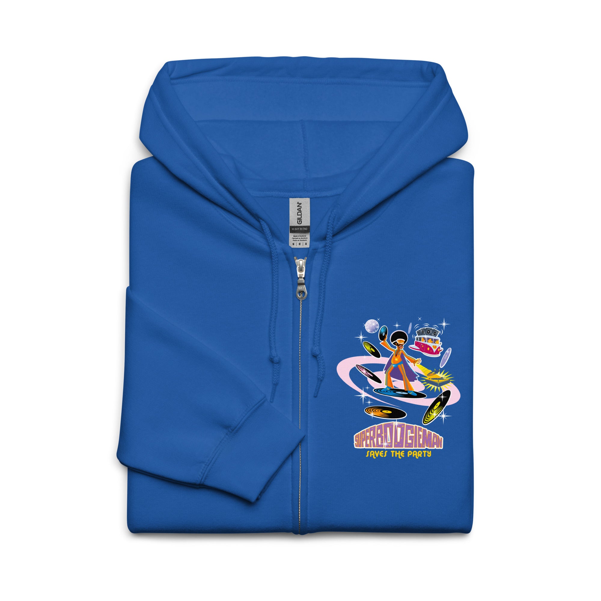 Sweat à capuche épais unisexe à fermeture éclair Superboogieman Saves the Party