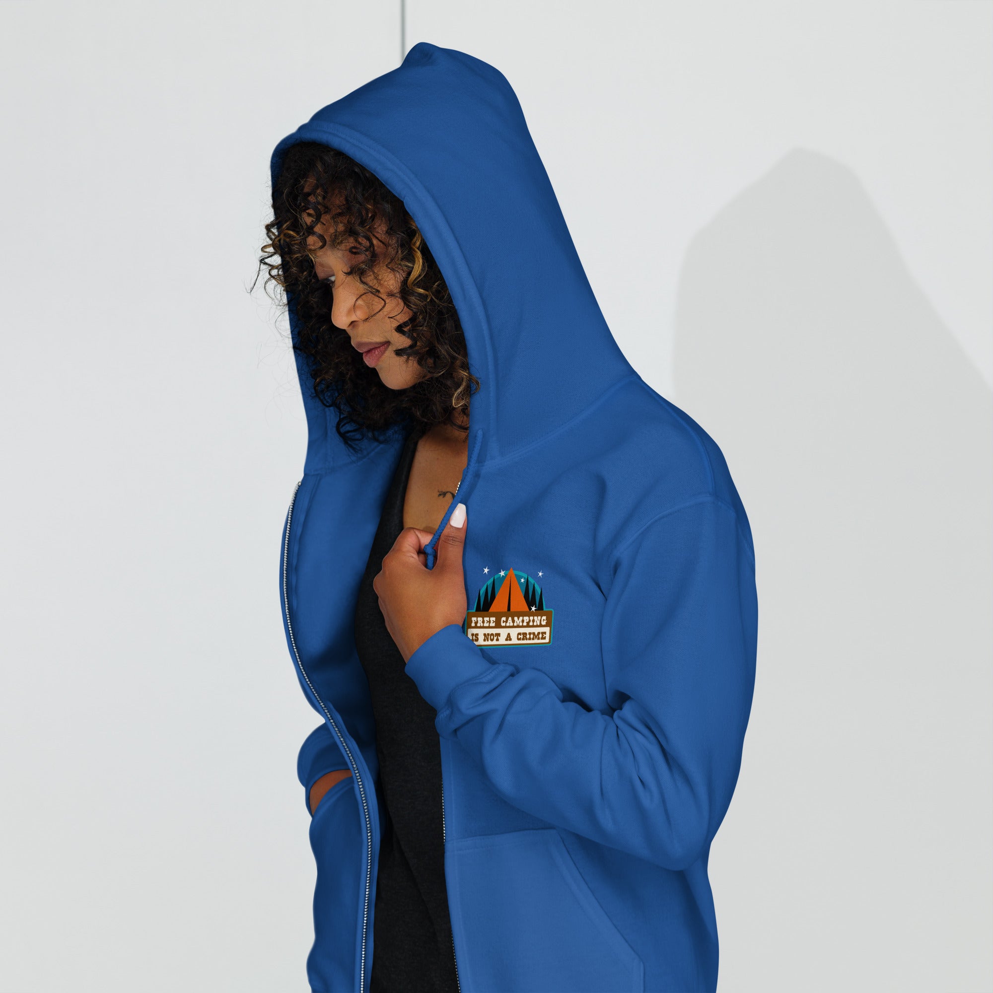 Unisex heavy blend zip hoodie Free camping is not a crime graphic