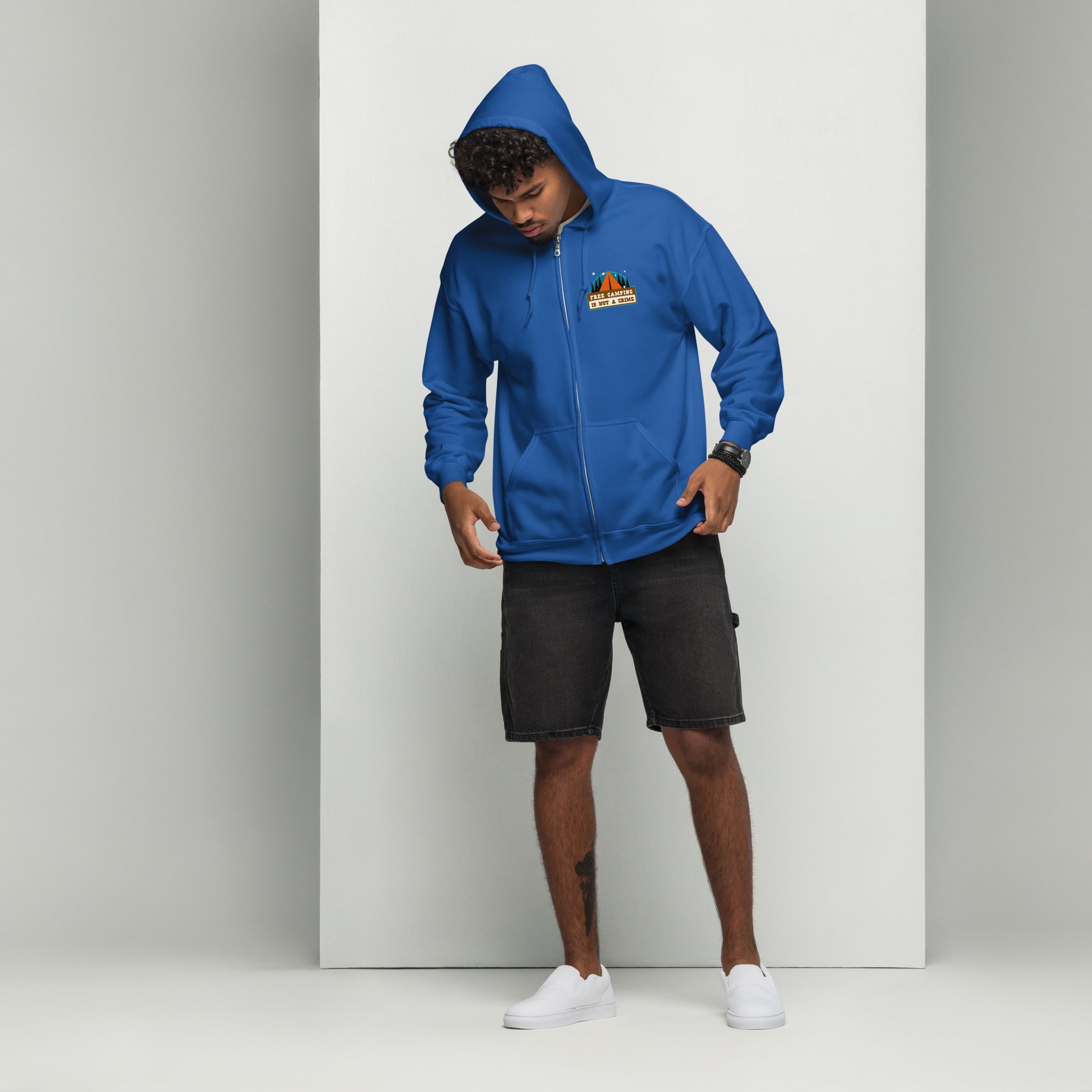 Unisex heavy blend zip hoodie Free camping is not a crime graphic