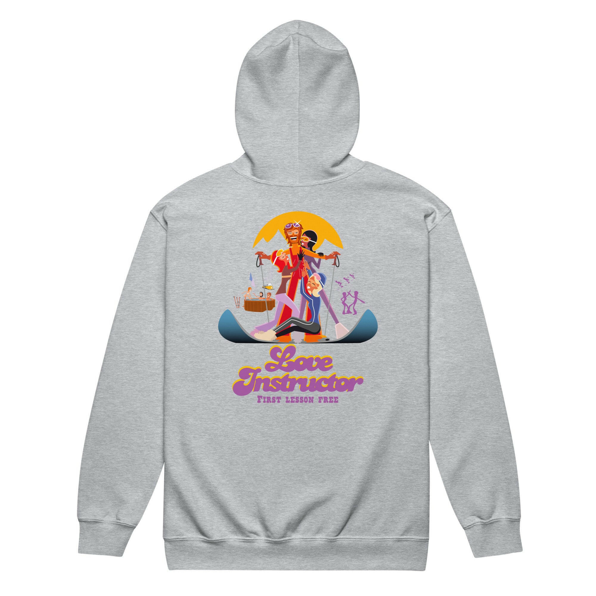 Sweat à capuche épais unisexe à fermeture éclair Love Instructor First Lesson free (face & dos)