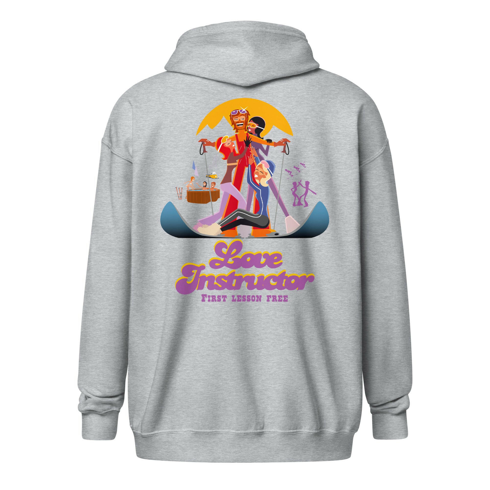 Sweat à capuche épais unisexe à fermeture éclair Love Instructor First Lesson free (face & dos)