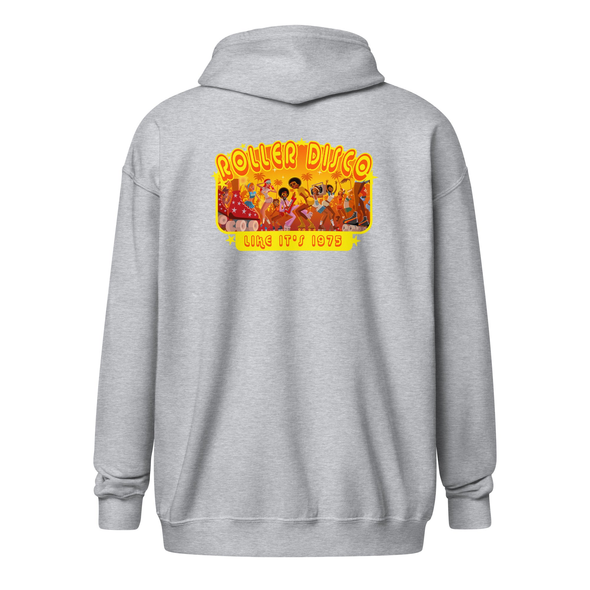 Sweat à capuche épais unisexe à fermeture éclair Roller Disco 1975 (face & dos)
