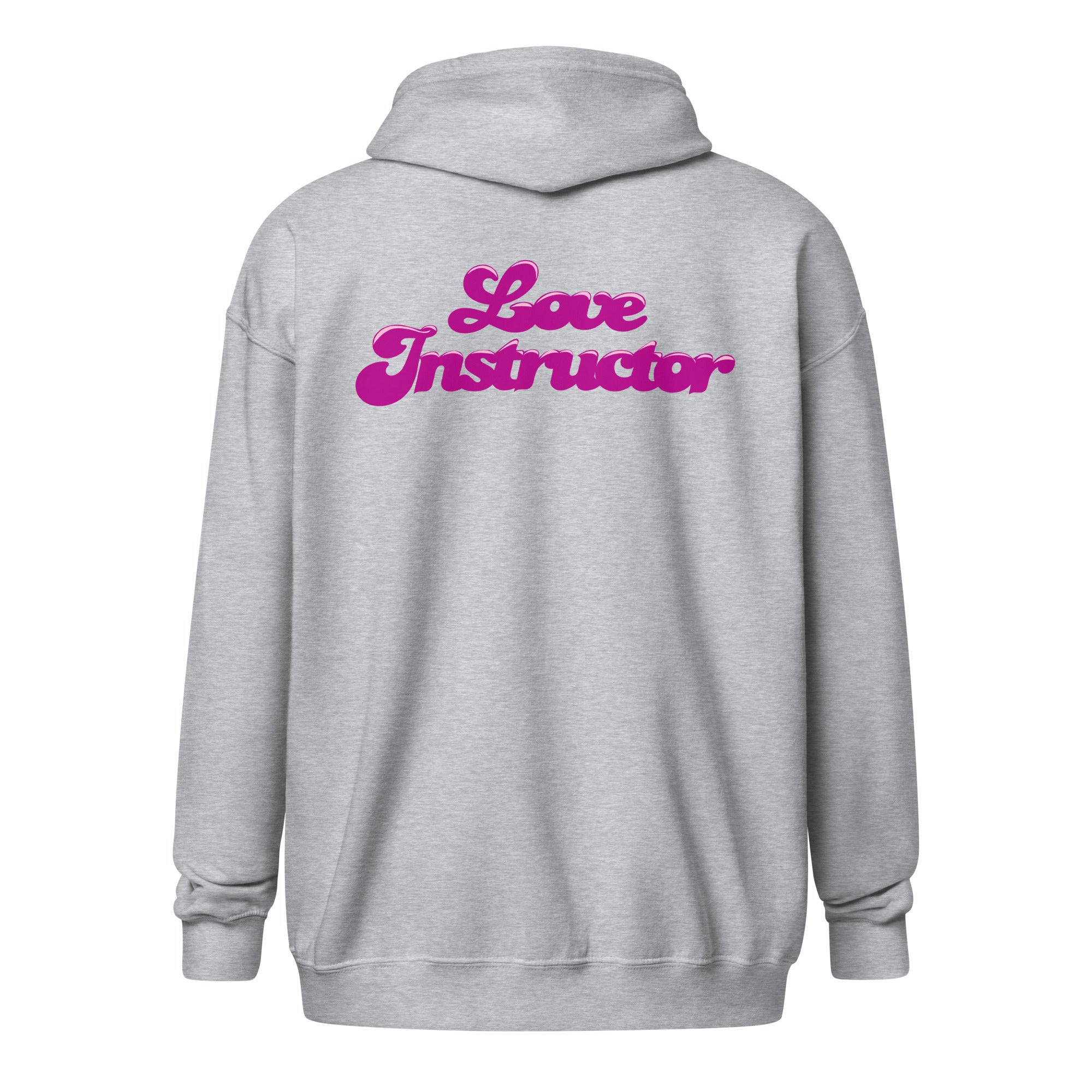 Sweat à capuche épais unisexe à fermeture éclair Love Instructor Flamingo (face & dos)
