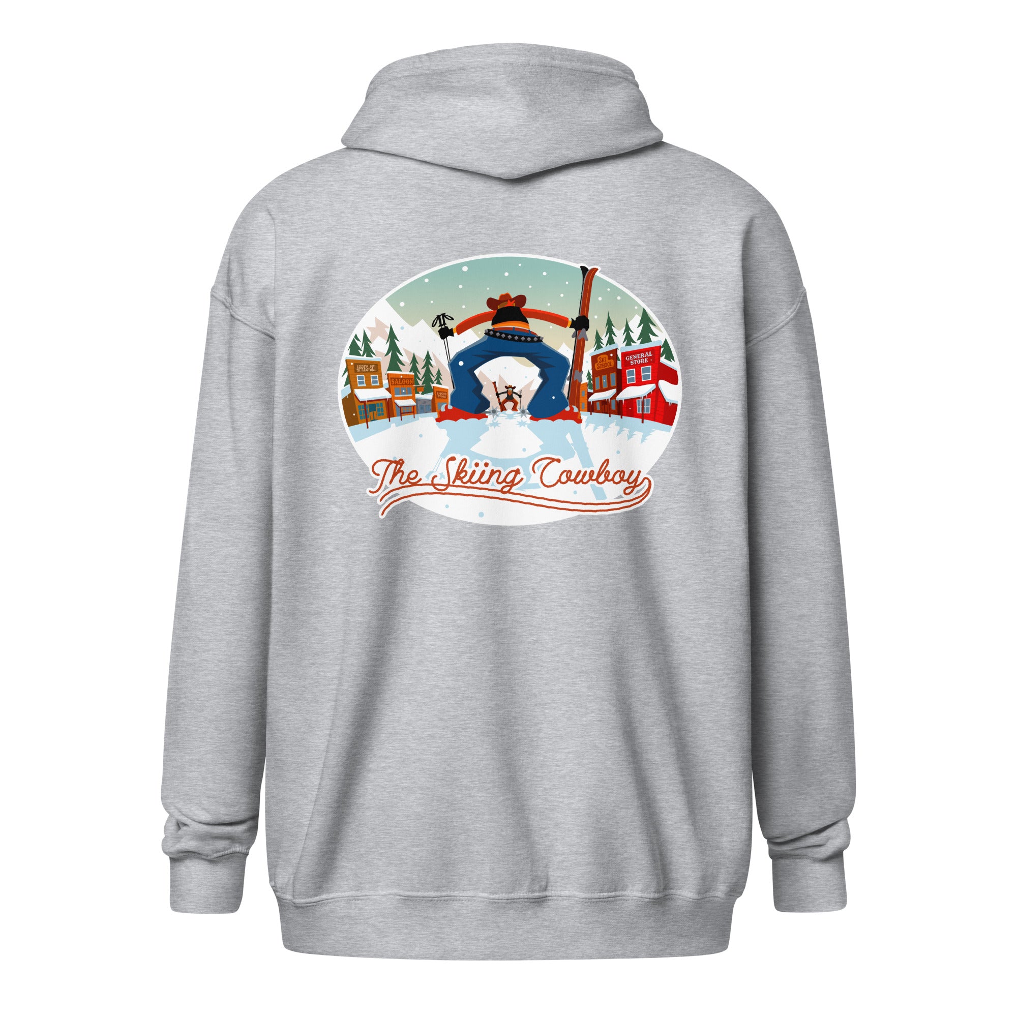 Sweat à capuche épais unisexe à fermeture éclair Skiing Duel (face & dos)