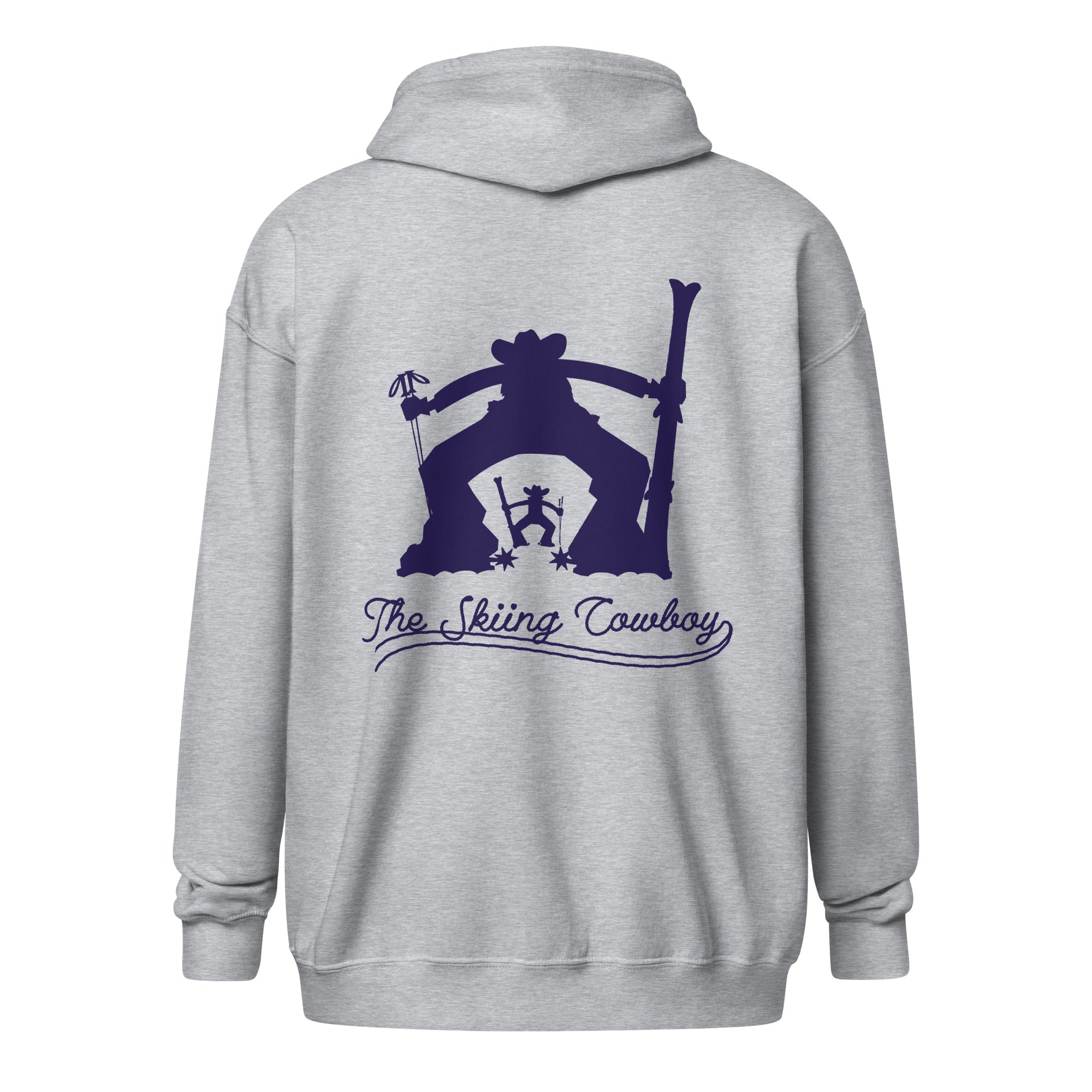 Sweat à capuche épais unisexe à fermeture éclair The Skiing Cowboy Duel Silhouette (face & dos)